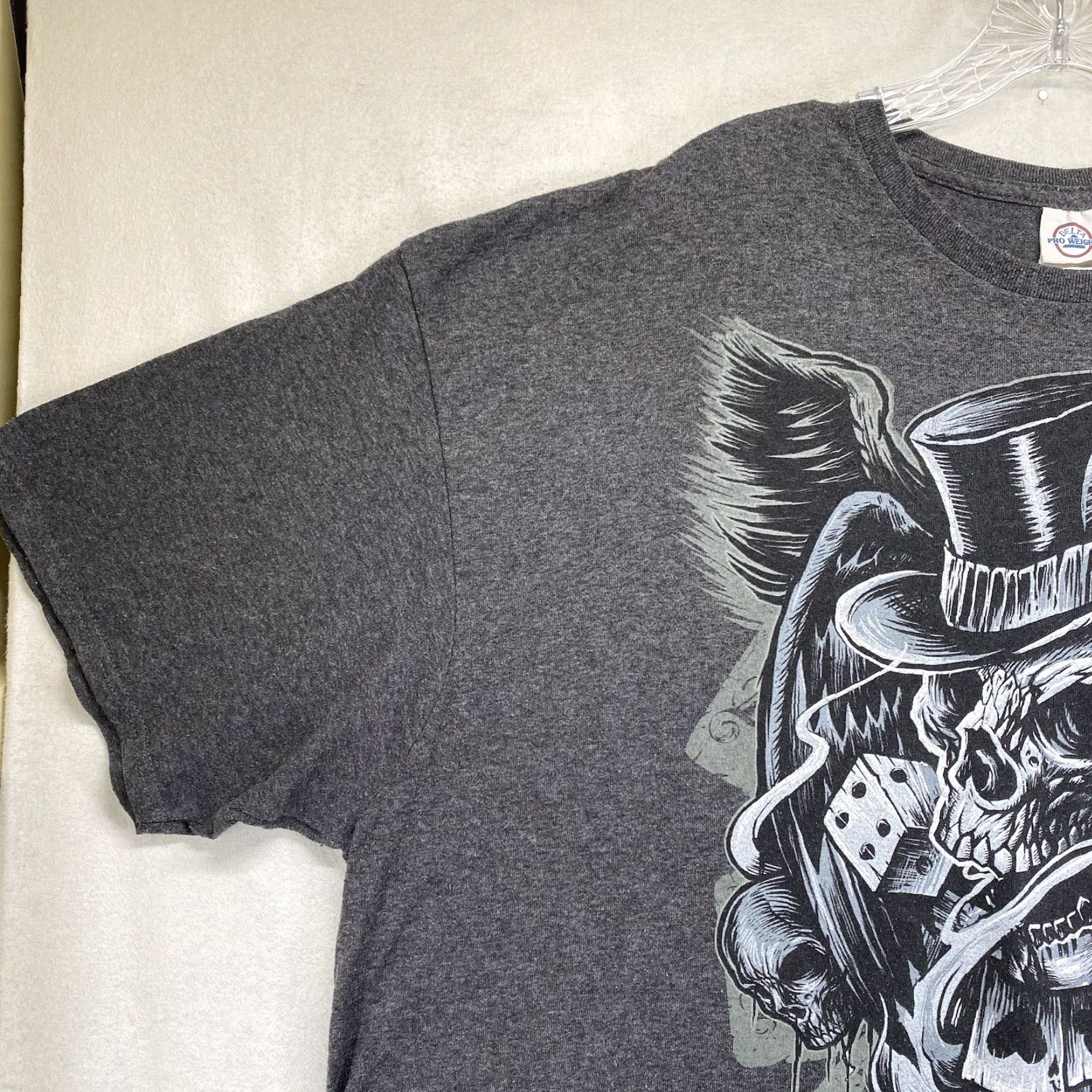 Vintage VINTAGE Skull Dice Station T-Shirt Men 3XL Gray Graphic Print Gambler Gothic Top Hat 60s 70s 80s 90s dx Size US XXL / EU 58 / 5 - 6 Thumbnail