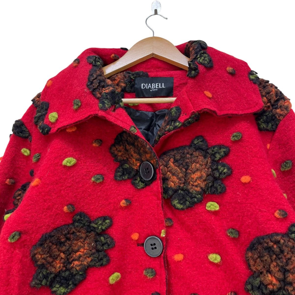 Ne-Net 💥Vintage Diabell Tokyo Bobble Pachtwork Wool Jacket Size M / US 6-8 / IT 42-44 - 3 Thumbnail