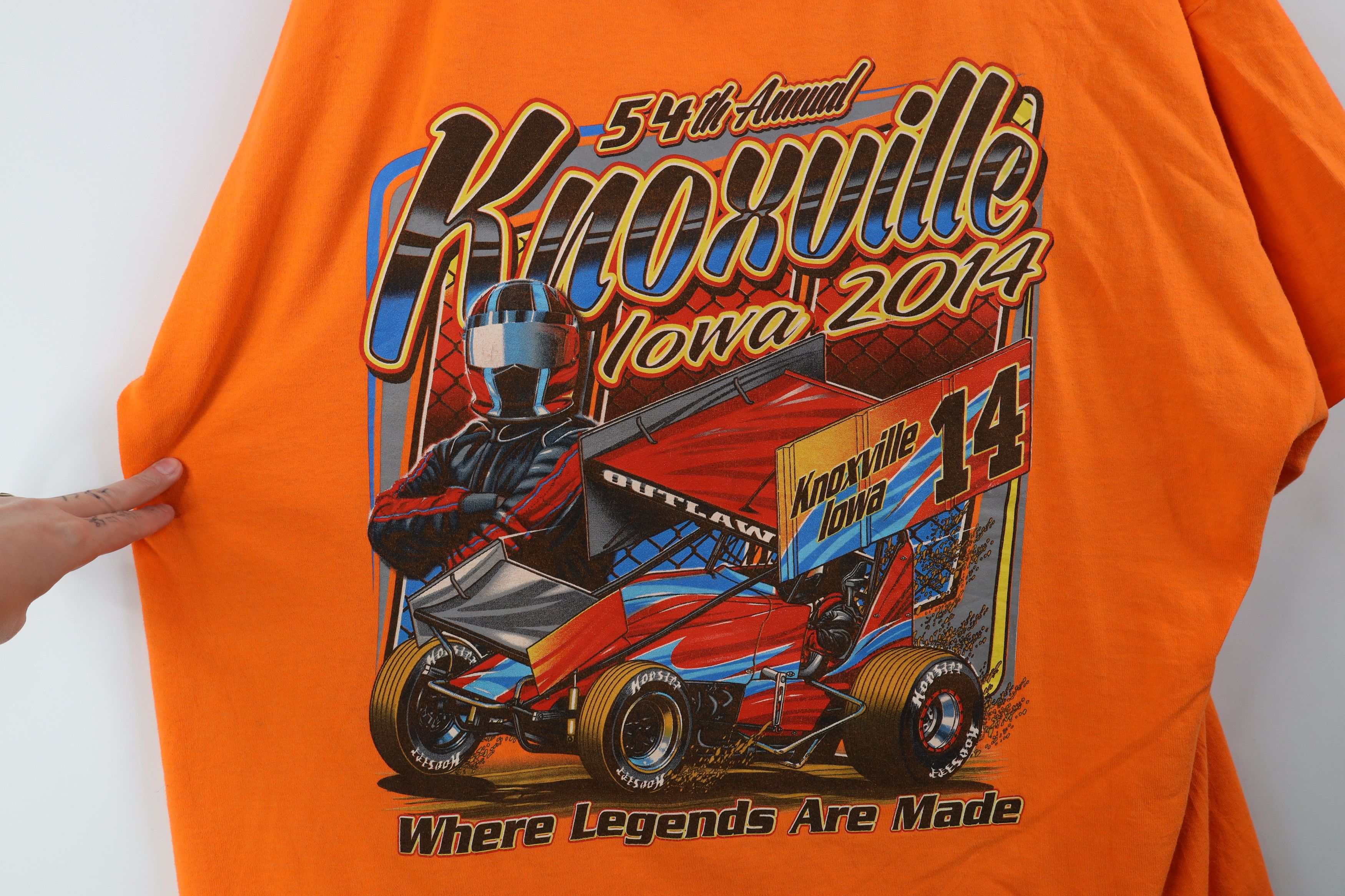 Vintage Vintage Y2K Knoxville Iowa Outlaw Car Racing T-Shirt Orange Size US XXL / EU 58 / 5 - 4 Thumbnail