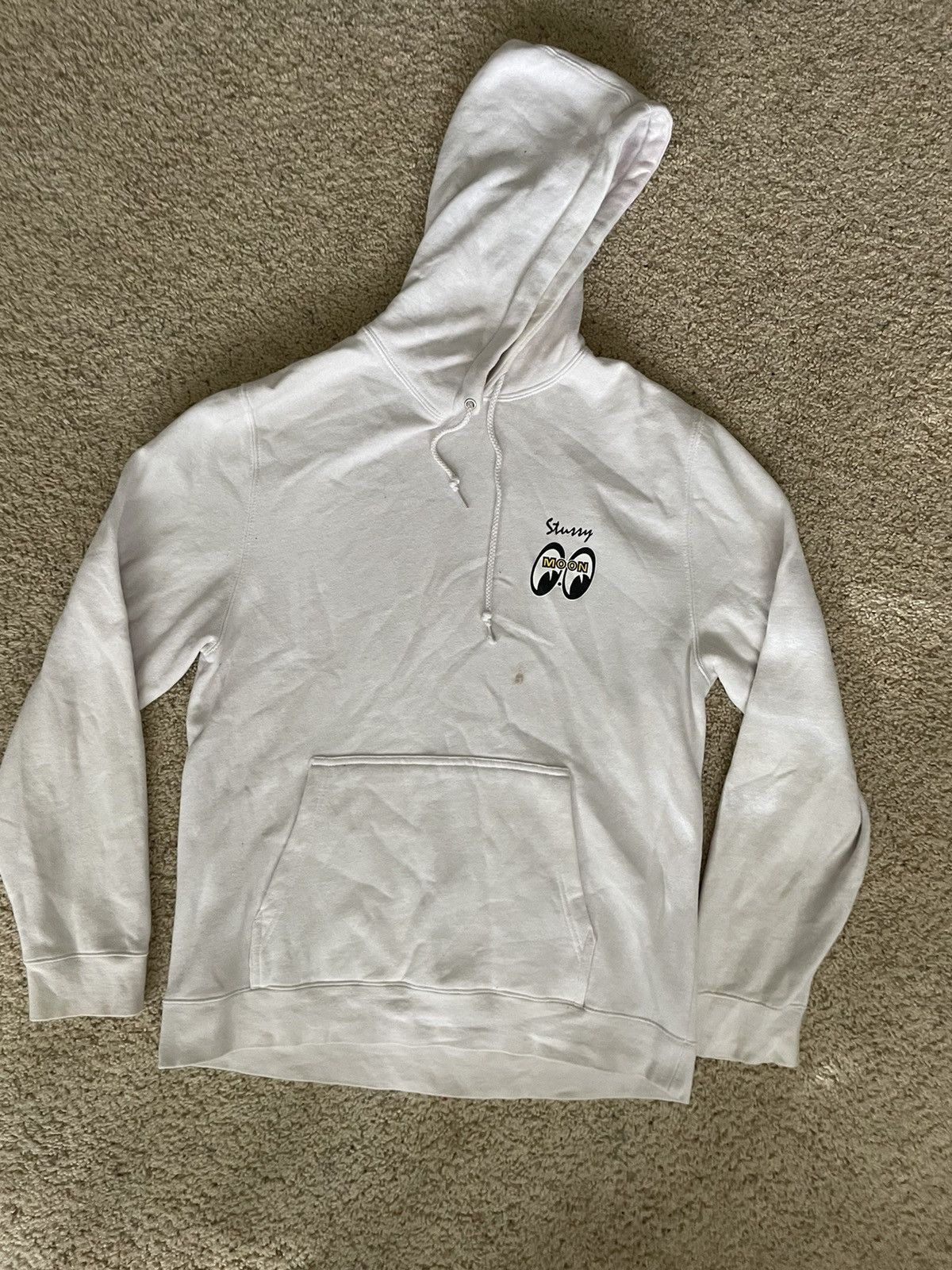 image of Stussy X Mooneyes Hoodie in White, Men's (Size Large)