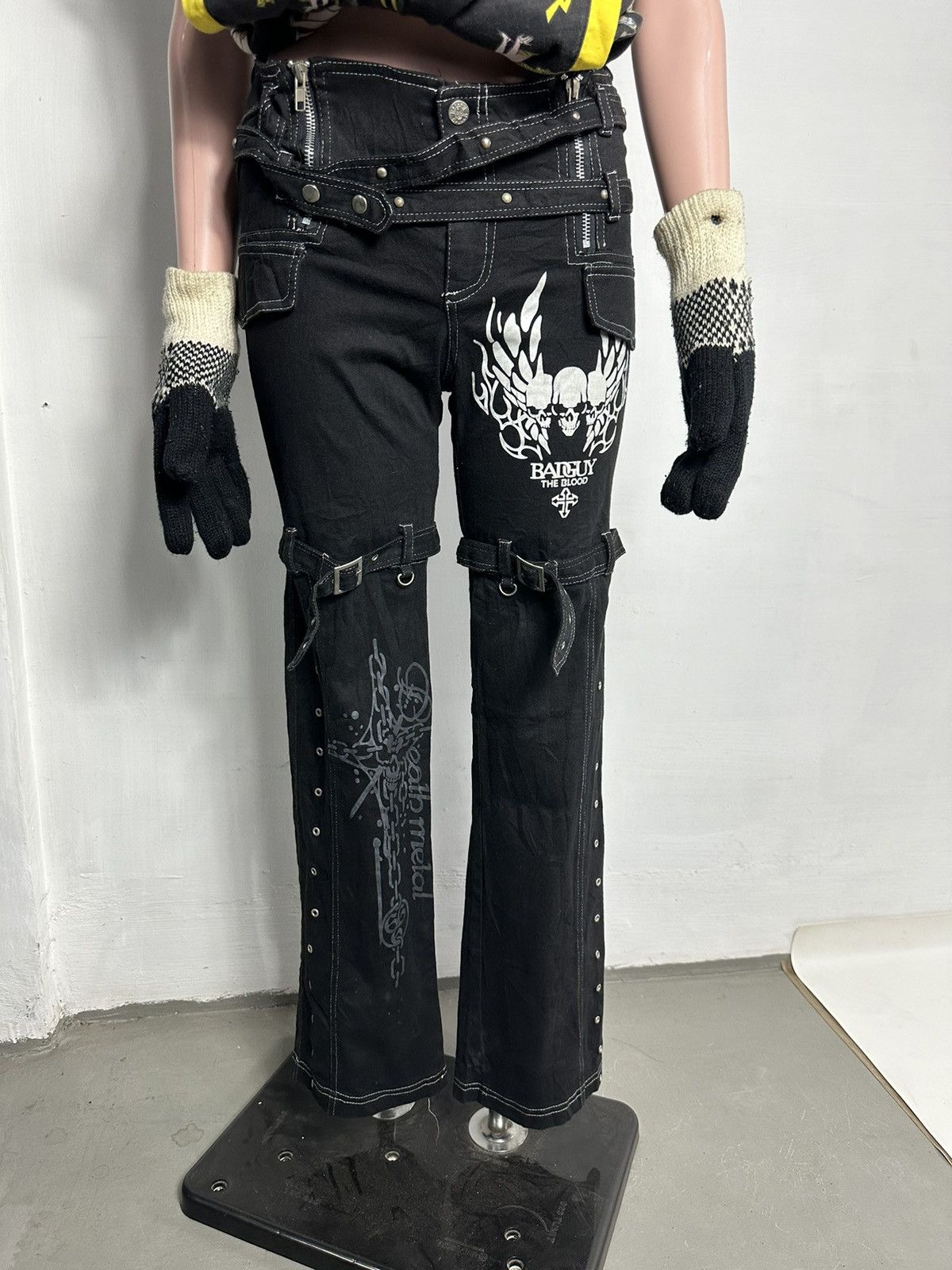 Other K star Punk Rock Bondage Skull Skeleton Poem Style Pants Size 28" / US 6 / IT 42 - 21 Thumbnail