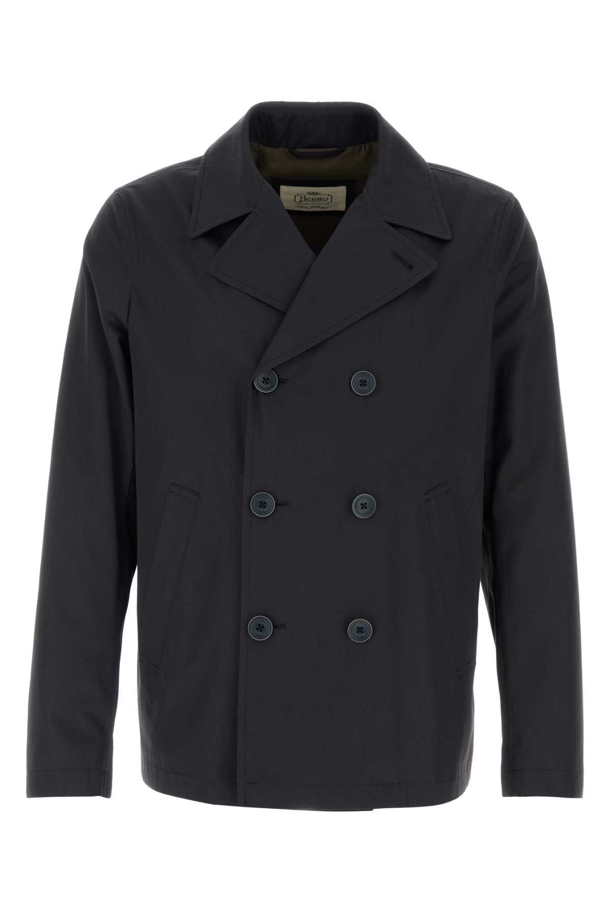 Navy Blue Cotton Trench Coat