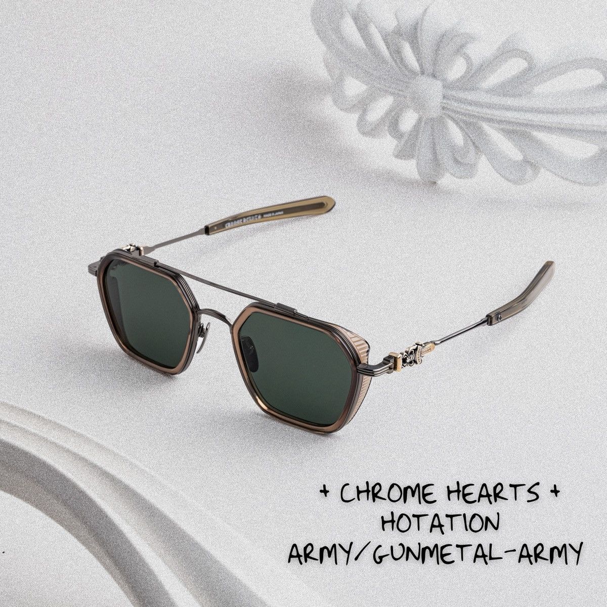 Chrome Hearts CHROME HEARTS HOTATION ARMY/GUNMETAL-ARMY SUNGLASSES Size ONE SIZE - 1 Thumbnail