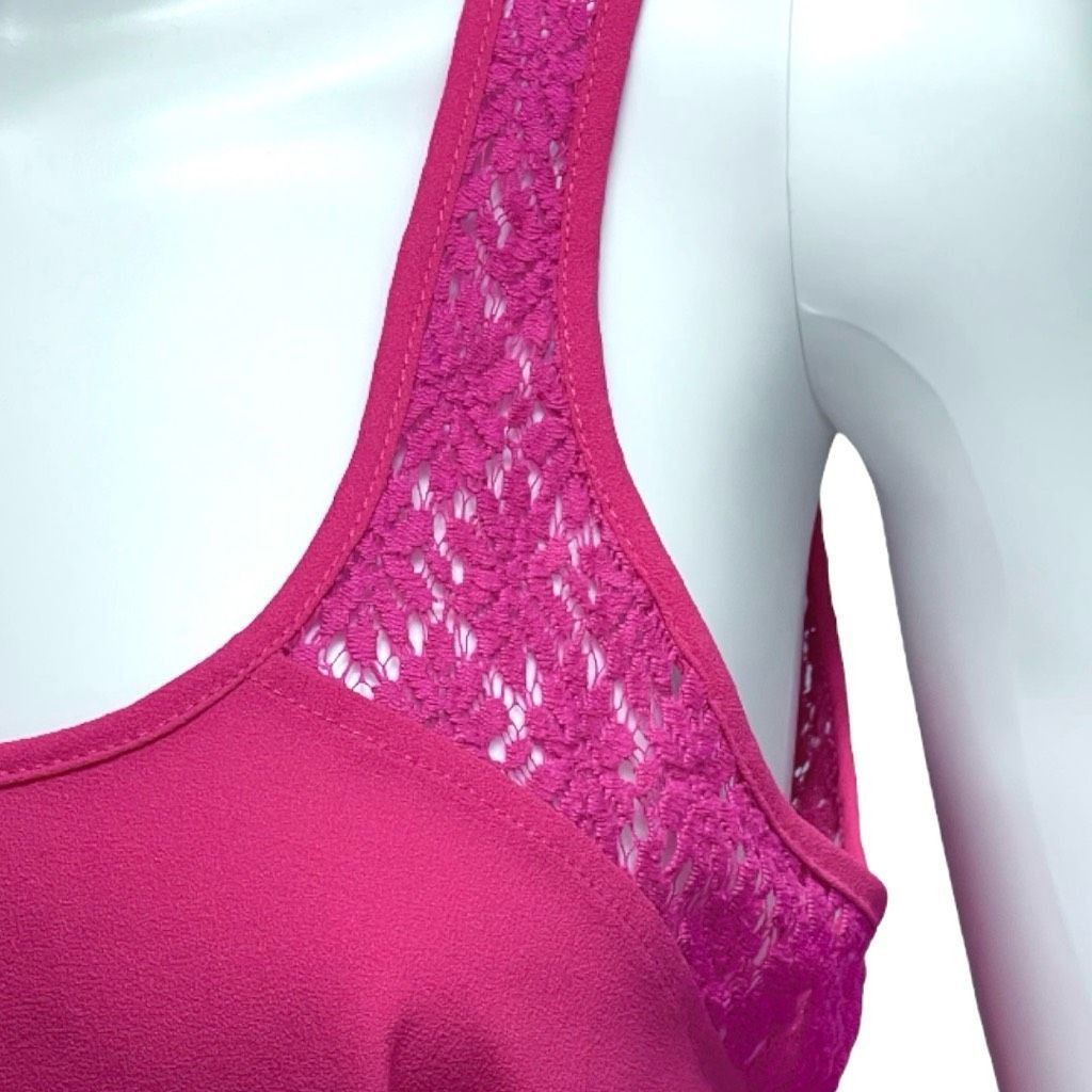 Other Eyeshadow Fuschia Pink Crop Swing Tank Polyester Crochet Sz Size M / US 6-8 / IT 42-44 - 2 Thumbnail