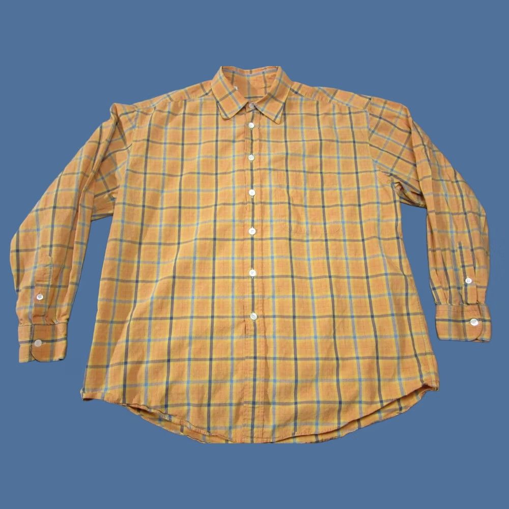 Ermenegildo Zegna Ermenegildo Zegna Shirt Long Sleeve Collared Button-Up Mens Large Orange Plaid Size US L / EU 52-54 / 3 - 1 Thumbnail