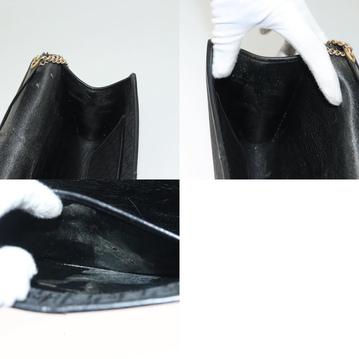 Dior DIOR Trotter Canvas Chain Shoulder Bag Black Gold Size ONE SIZE - 12 Thumbnail