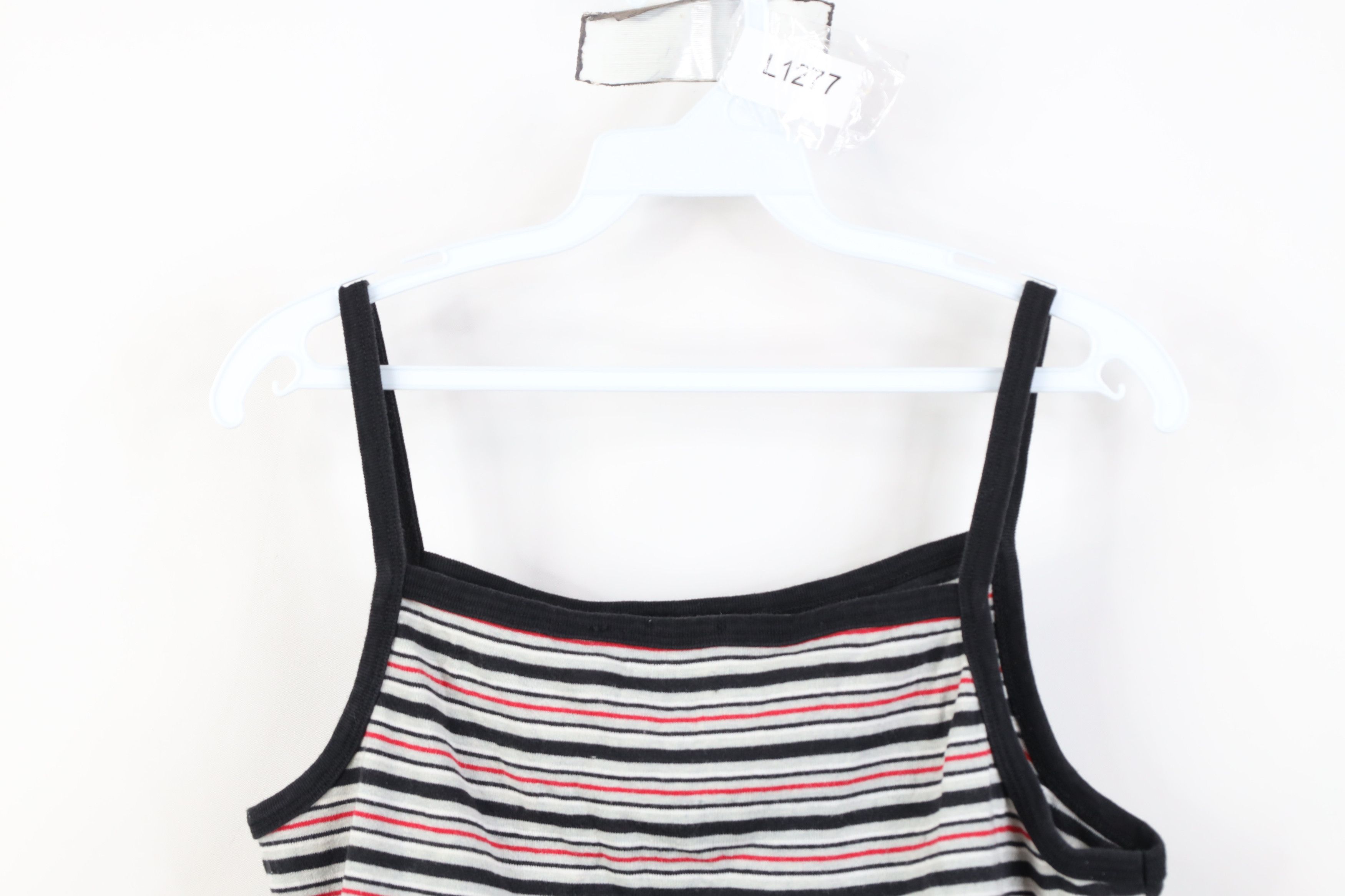 Vintage Vintage 90s Y2K Babydoll Striped Ribbed Cropped Tank Top Size L / US 10 / IT 46 - 2 Thumbnail
