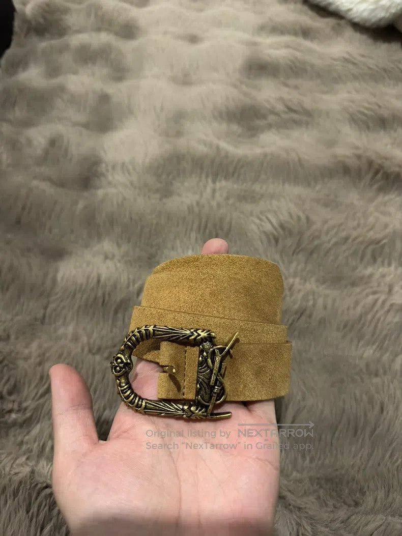Saint Laurent Paris Saint Laurent Paris size 85 Gold Carved Logo Belt Size ONE SIZE - 9 Thumbnail