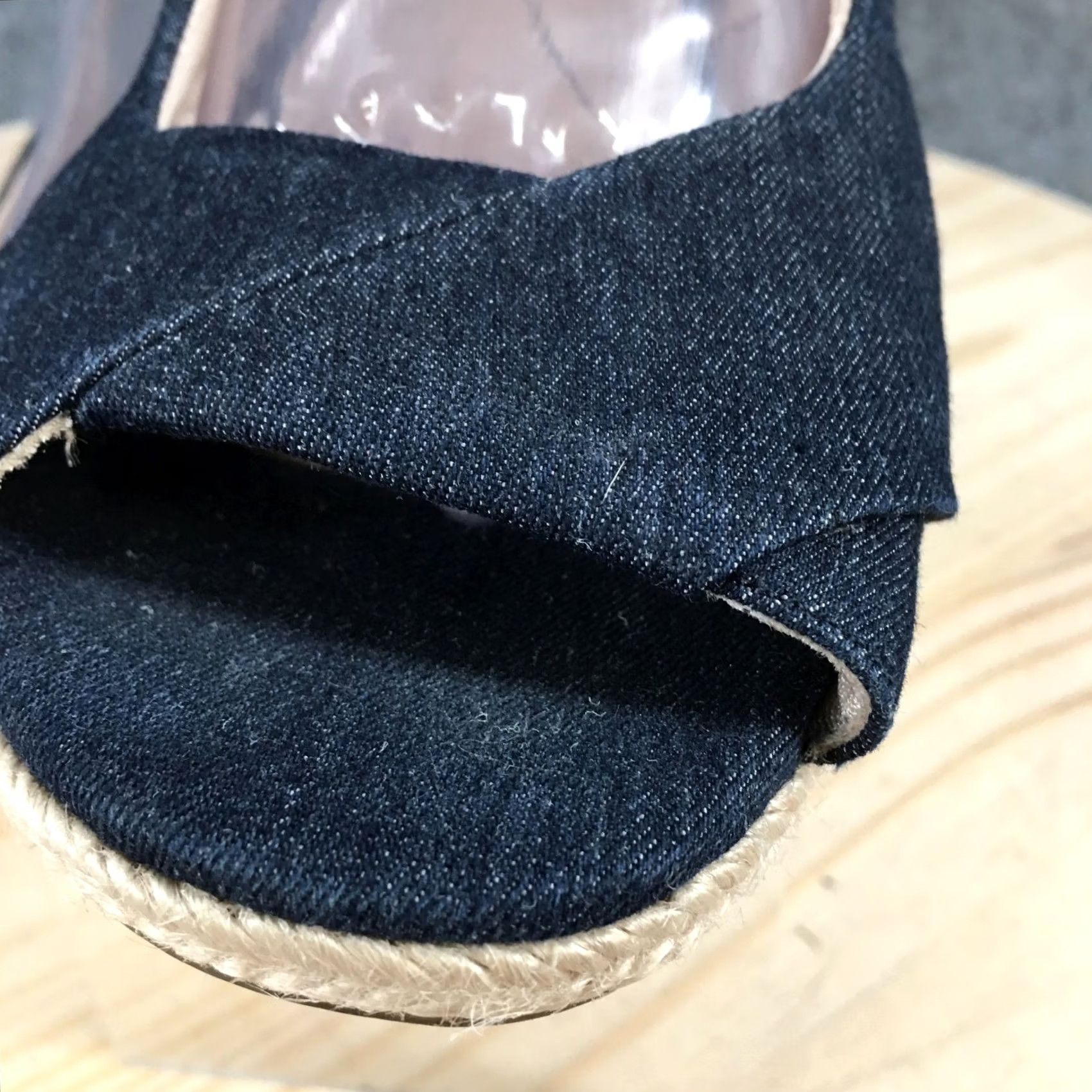 Vintage LifeStride Sandals Womens 9.5 W Socialite Espadrille Wedge Slingback Blue Fabric Size US 10 / IT 40 - 6 Thumbnail