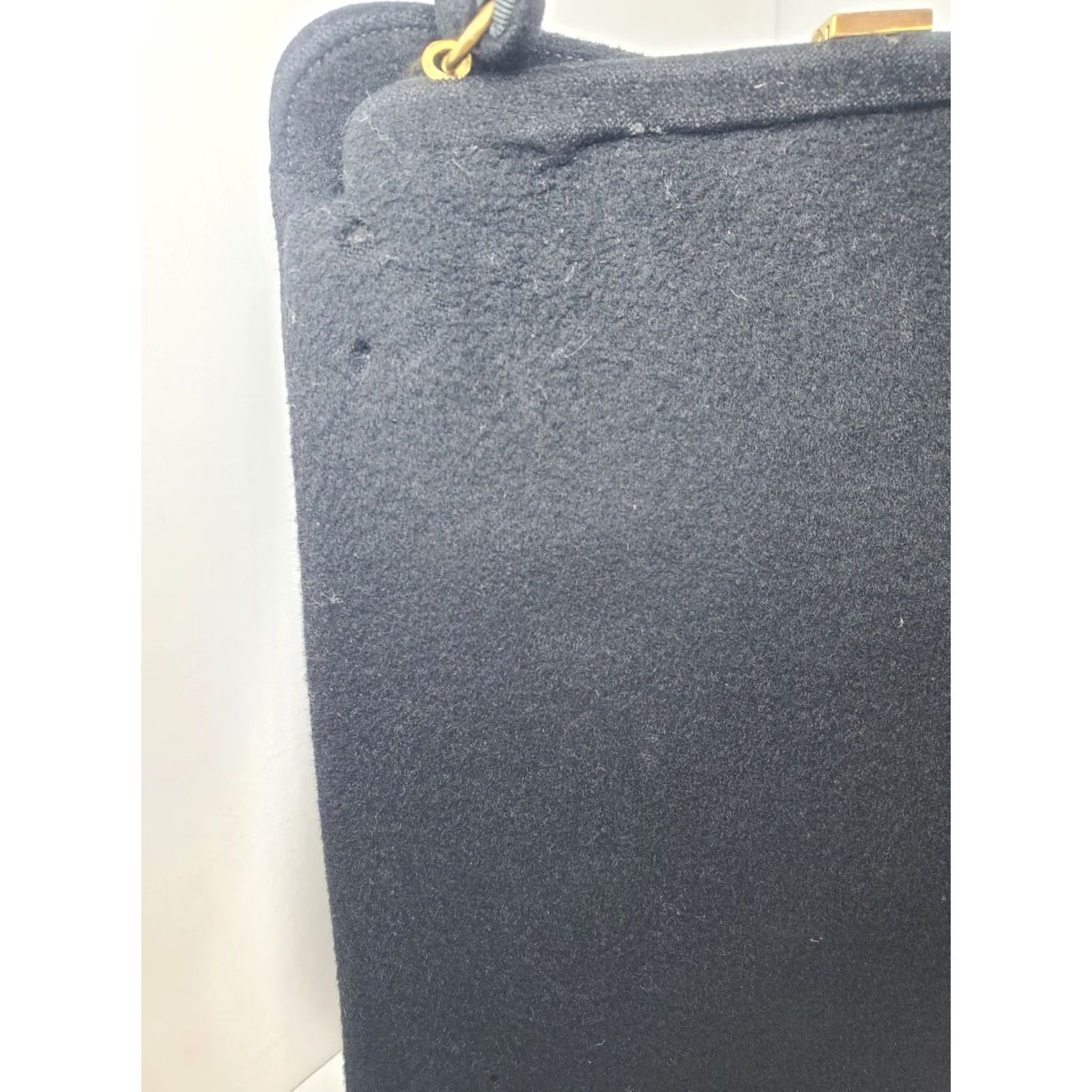Vintage VINTAGE Harry Rosenfeld Felt Bag Black Suede Gold Floral Clasp Single Handle Formal Womens 1950s Size ONE SIZE - 4 Thumbnail