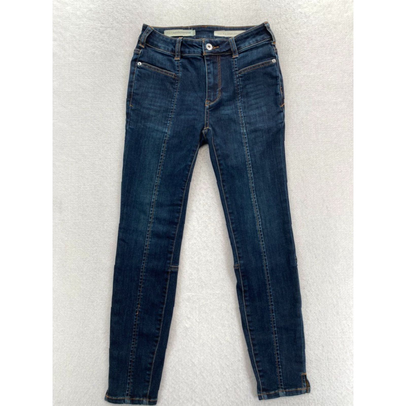 Vintage Pilcro and the Letterpress Jeans Women 26 High Rise Denim Legging Mid Rise Stretch Slim Pockets Blue 26 Inseam 26 Vintage No Rise Mid Size 42" / US 20 - 2 Thumbnail