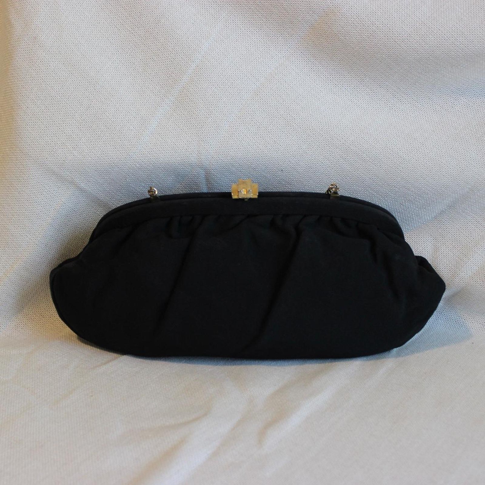 Other Black vintage clutch with gold brass strap Size ONE SIZE - 1 Thumbnail