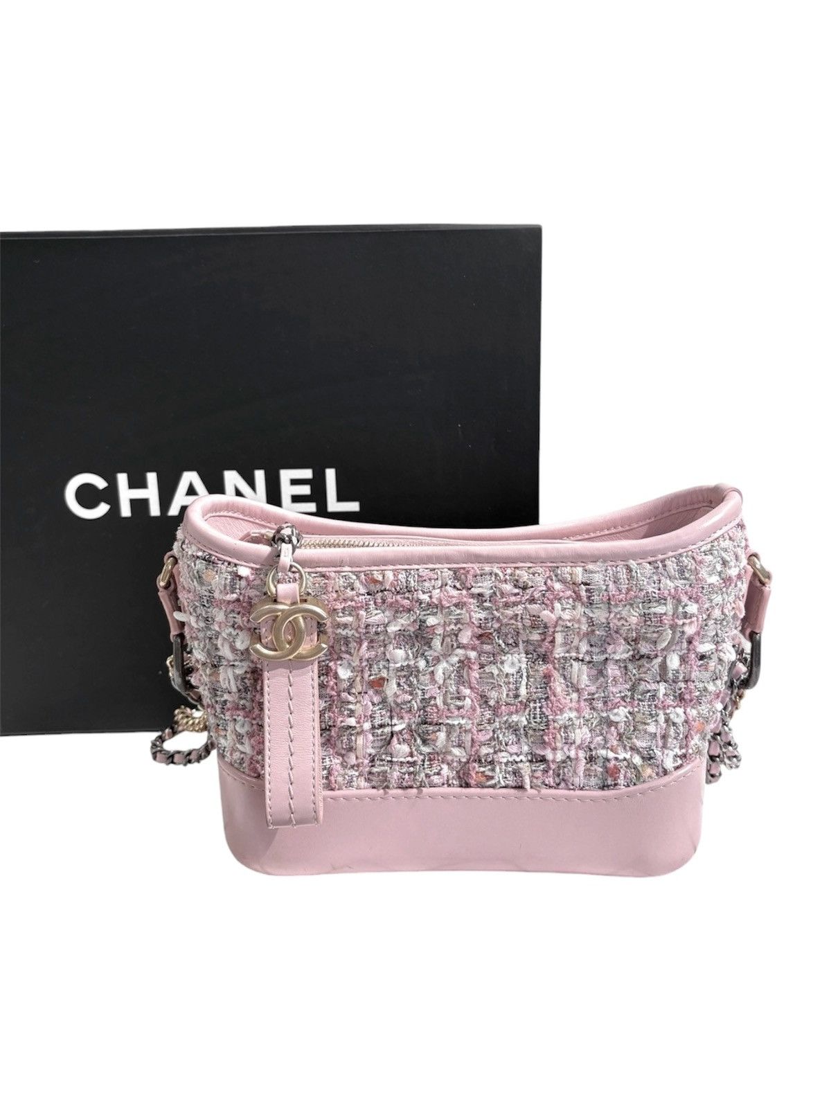Chanel Chanel Gabrielle Small Tweed Hobo Pink Leather Bag 2019 Size ONE SIZE - 1 Thumbnail