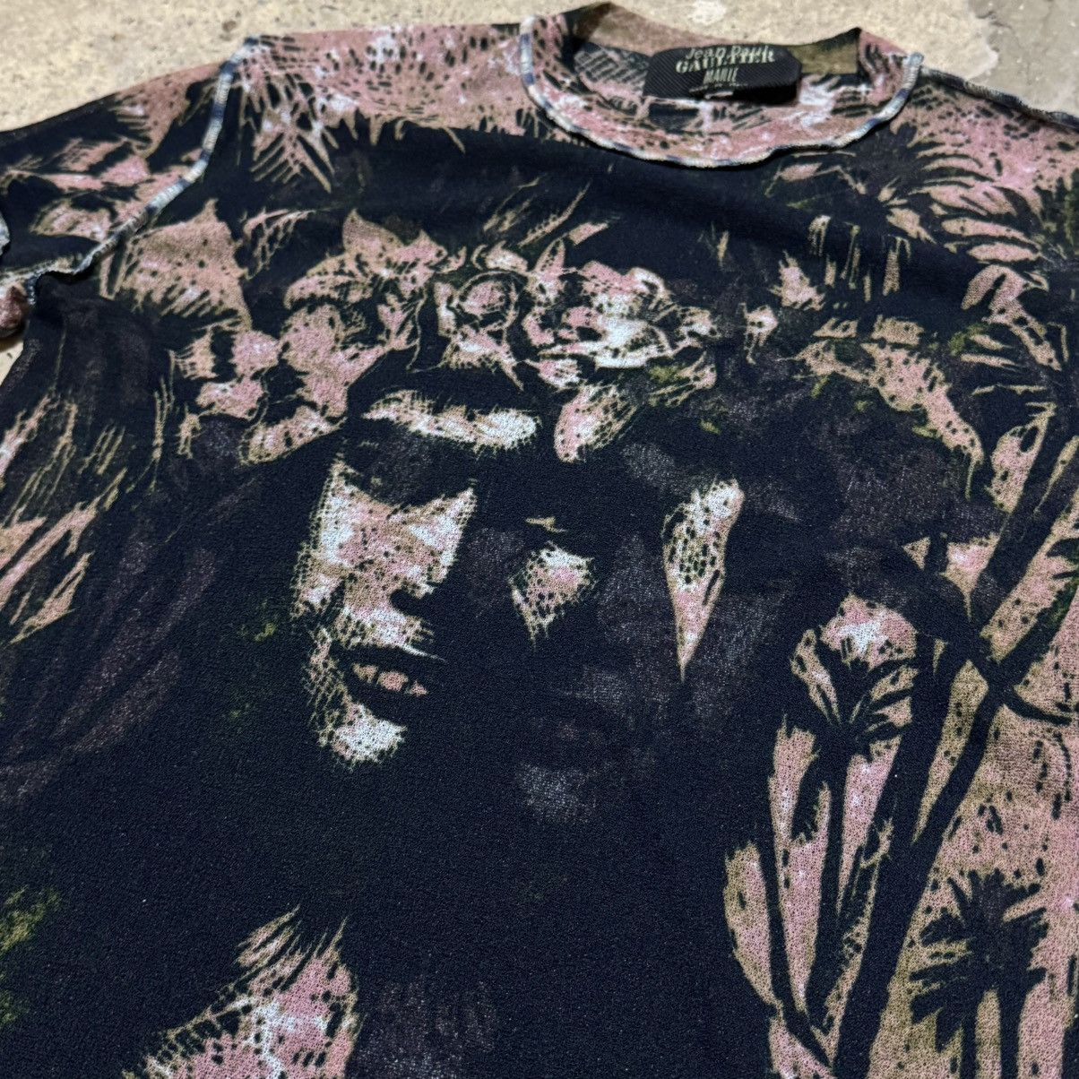 Jean Paul Gaultier × Vintage Jean Paul Gaultier 00 s/s Polynesian print mesh top Size US M / EU 48-50 / 2 - 3 Thumbnail