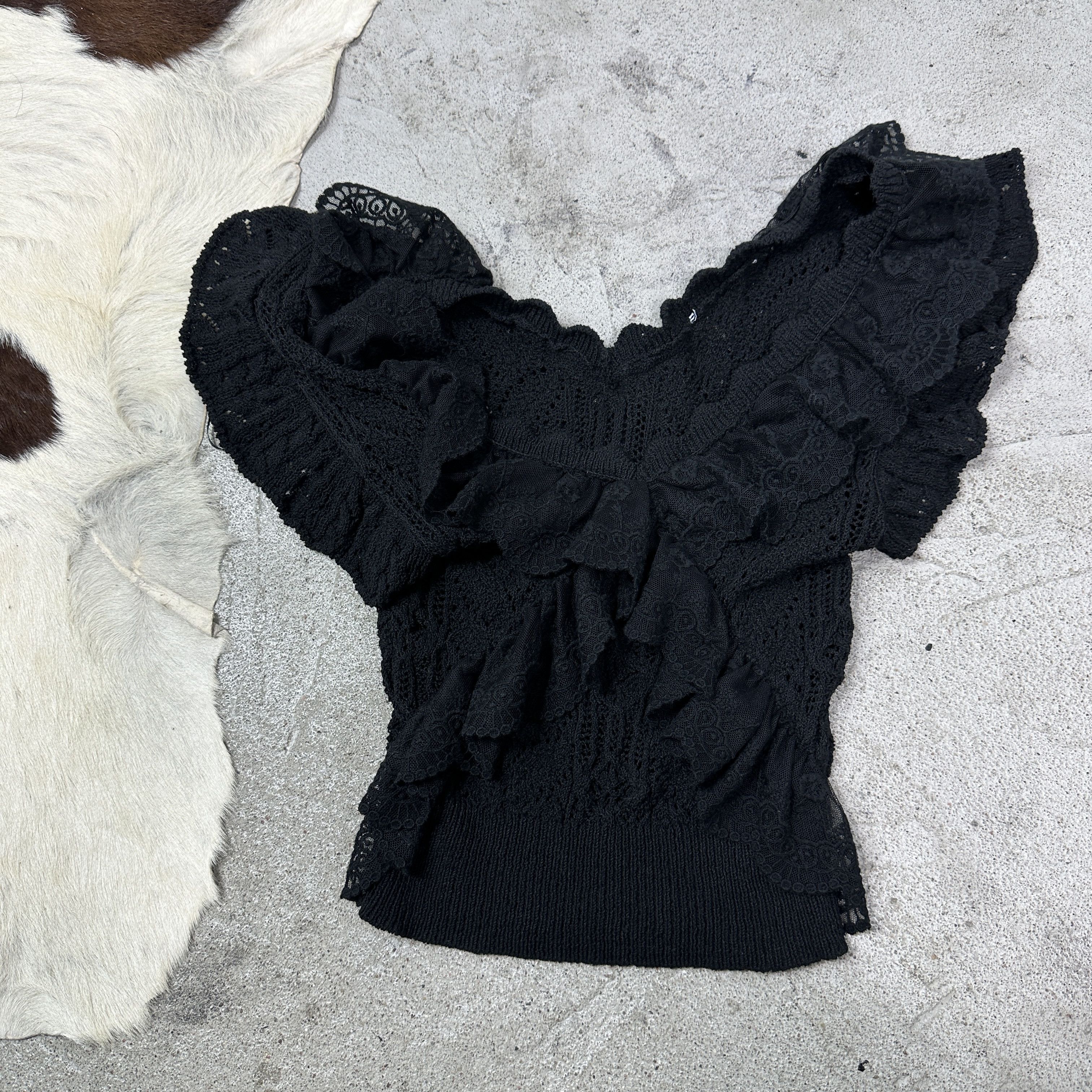 Vintage Vintage Avant Garde Grunge Opium Crochet Top Y2K Size S / US 4 / IT 40 - 2 Thumbnail