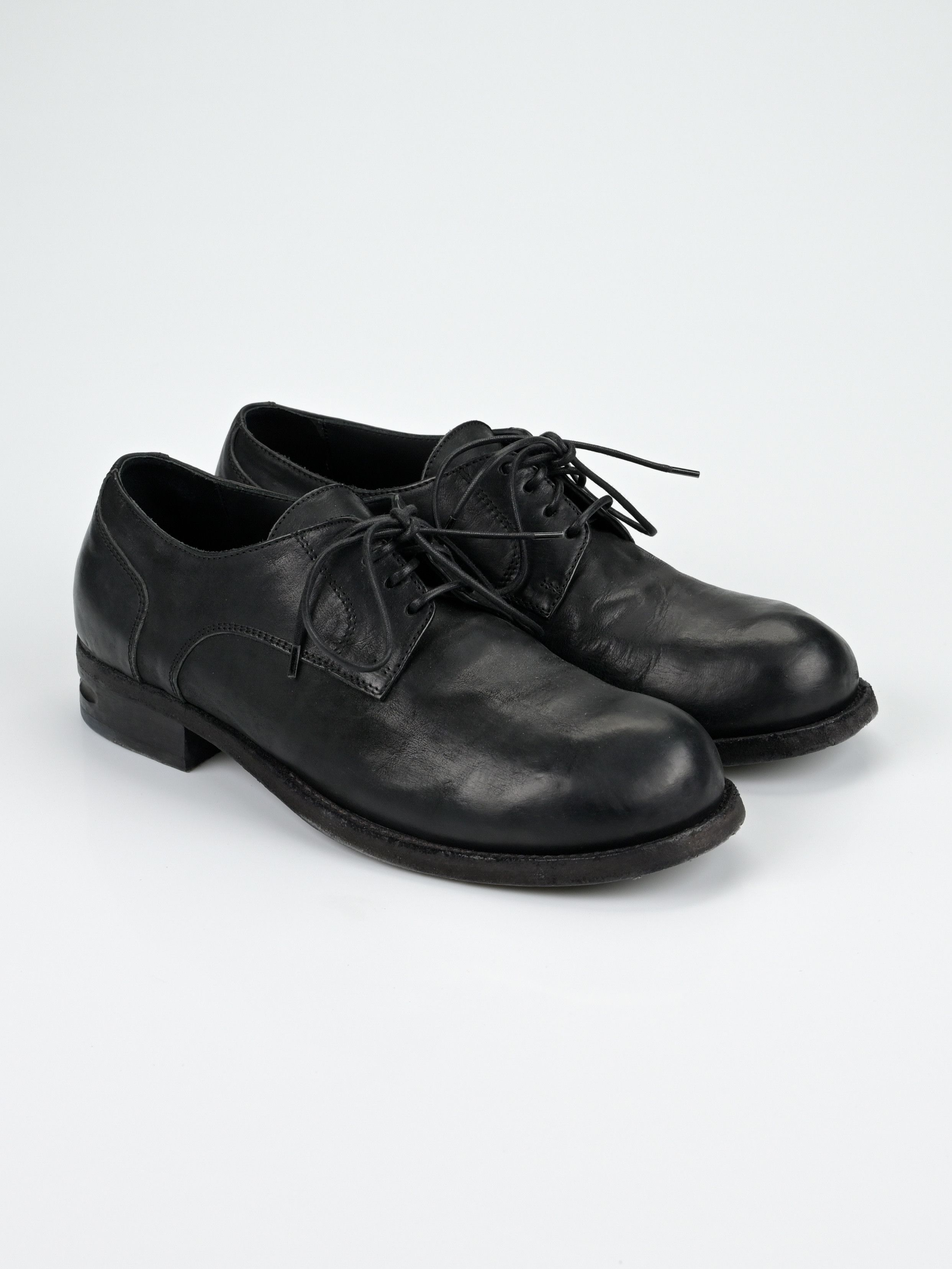 Italian Designers Mattia Capezzani Falce Nubuk Horse Leather Derby Shoes in Black, Men's (Size 10)