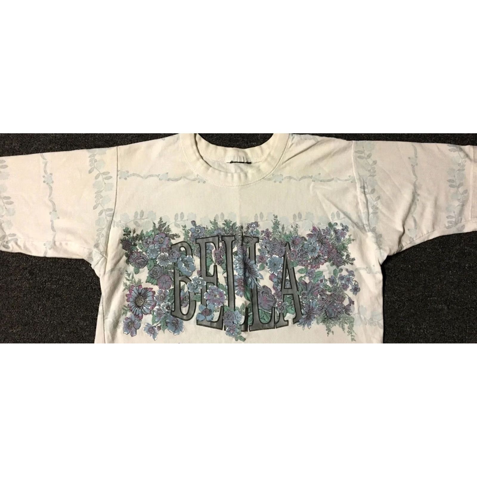 Bell VINTAGE Bella Flower All Over Print Shirt S USA Nature Beach Art Grunge Surf Skate 90s 80s Mens White Size US S / EU 44-46 / 1 - 5 Thumbnail