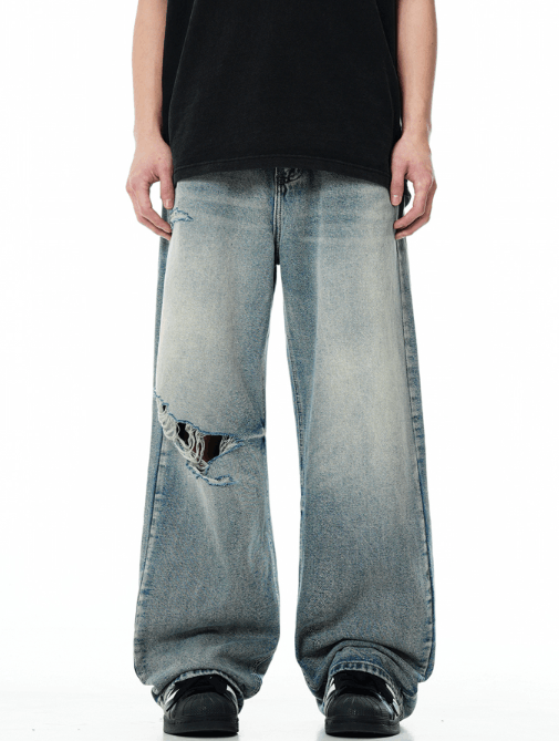 Japanese Brand × Jean American retro ripped wide-leg blue washed jeans y2k Size US 32 / EU 48 - 1 Thumbnail