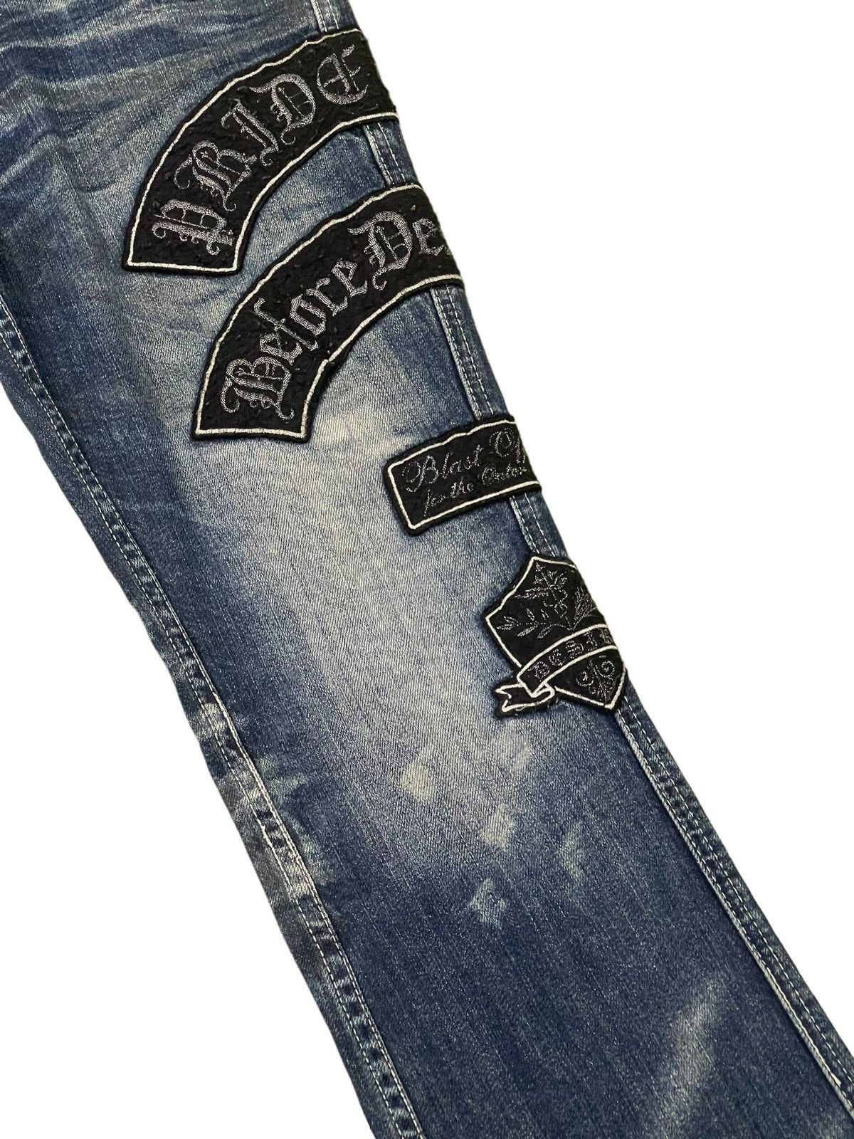 Japanese Brand Flare Jeans Army of No Faded Distress Low Rise Boot Cut 8🟦8 Size US 30 / EU 46 - 7 Thumbnail