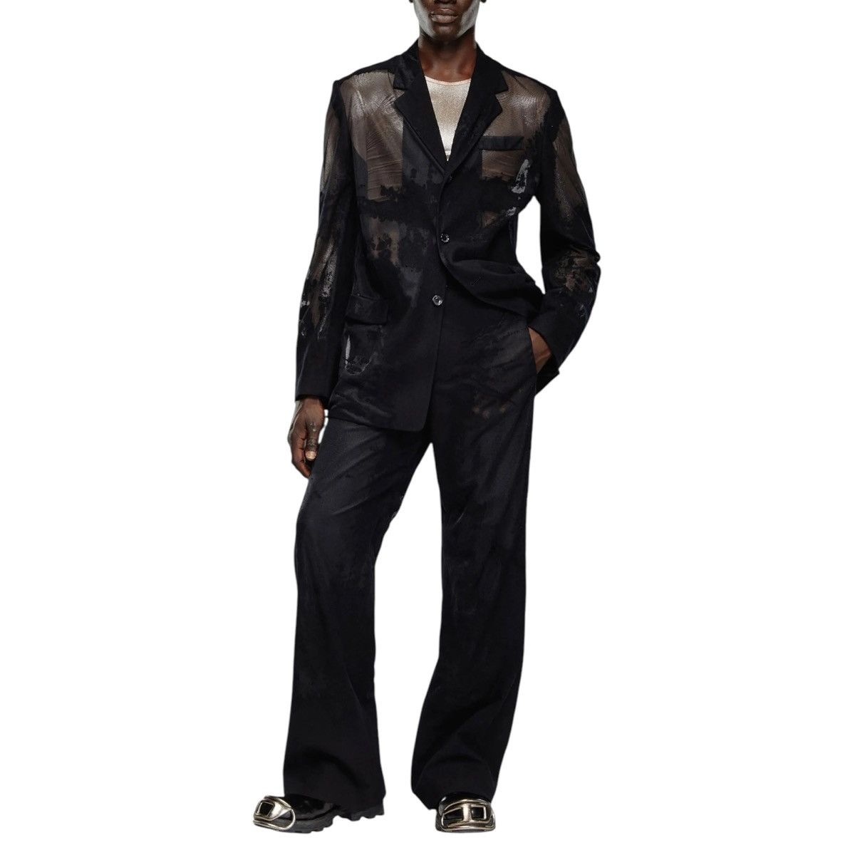Diesel $1,195 double layered sheer distressed trouser Size US 34 / EU 50 - 4 Thumbnail