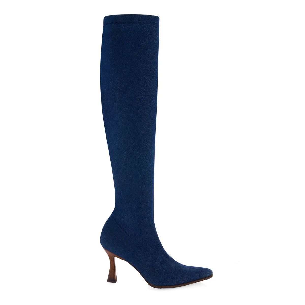 image of Christian Dior By John Galliano 2000 Stretch Denim Boots in Blue, Women's (Size 7.5)