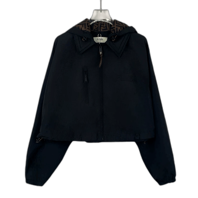 Fendi Fendi Black Logo Hooded Zip Jacket Size US S / EU 44-46 / 1 - 1 Thumbnail