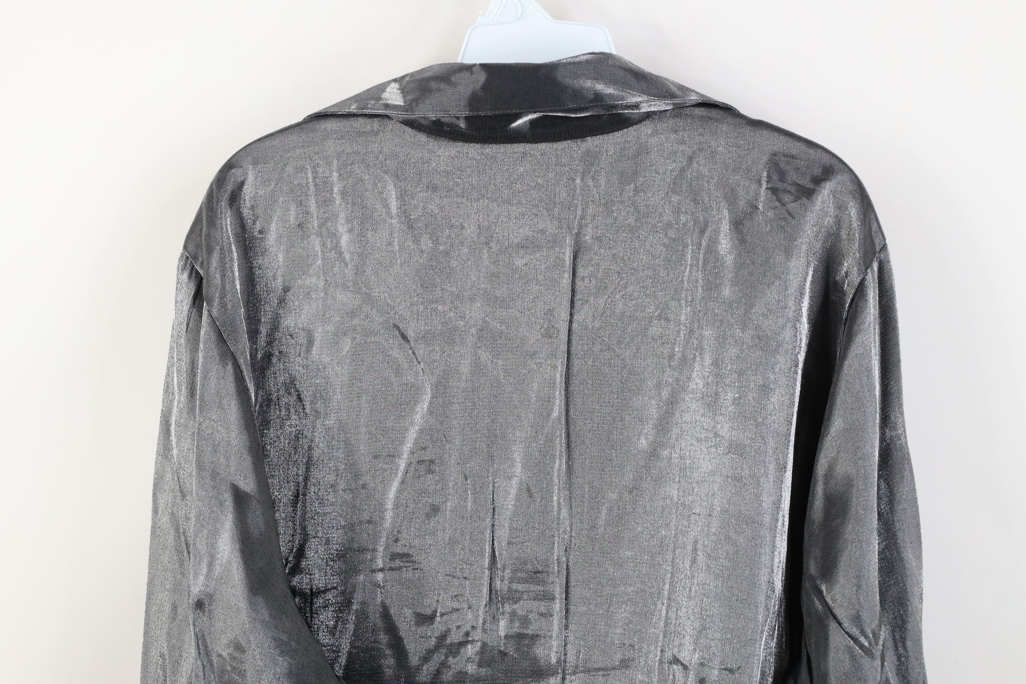 Vintage Vintage 90s Streetwear Metallic Button Shirt Silver Size 3XL / US 20-22 - 10 Thumbnail