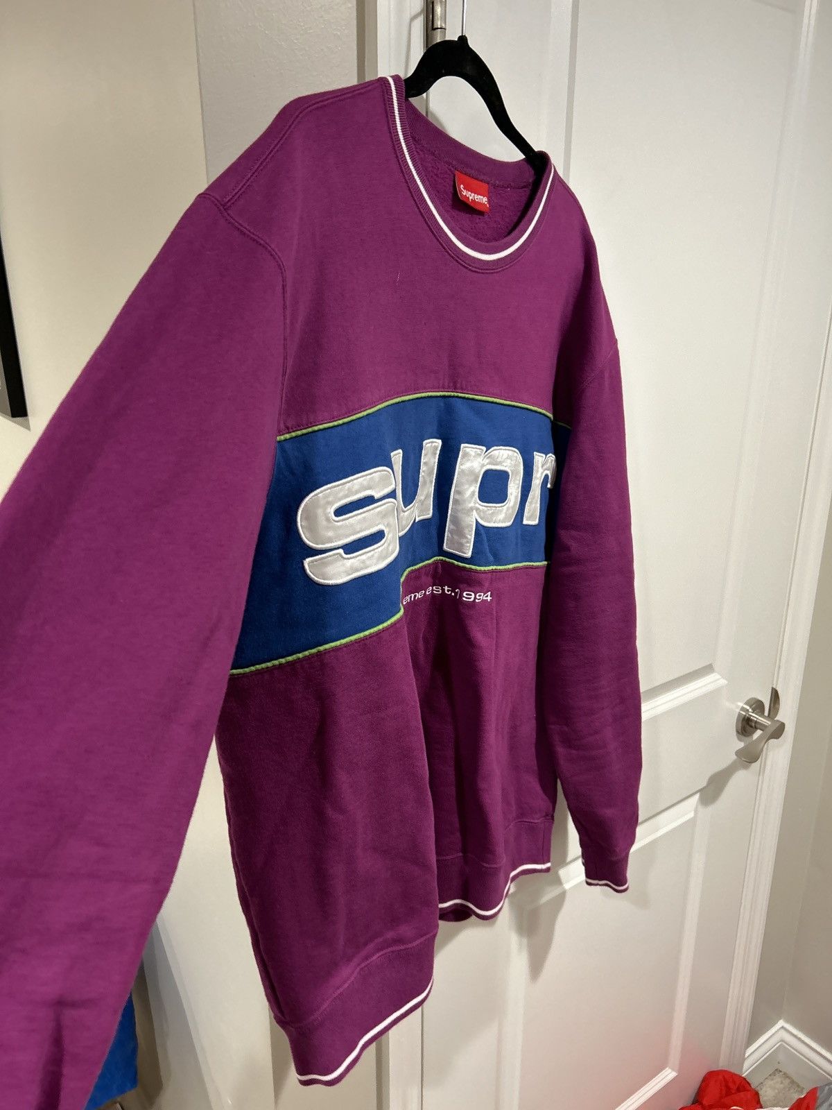 Supreme Supreme Piping Crewneck Purple Plum Blue Size X-Large Size US XL / EU 56 / 4 - 4 Thumbnail