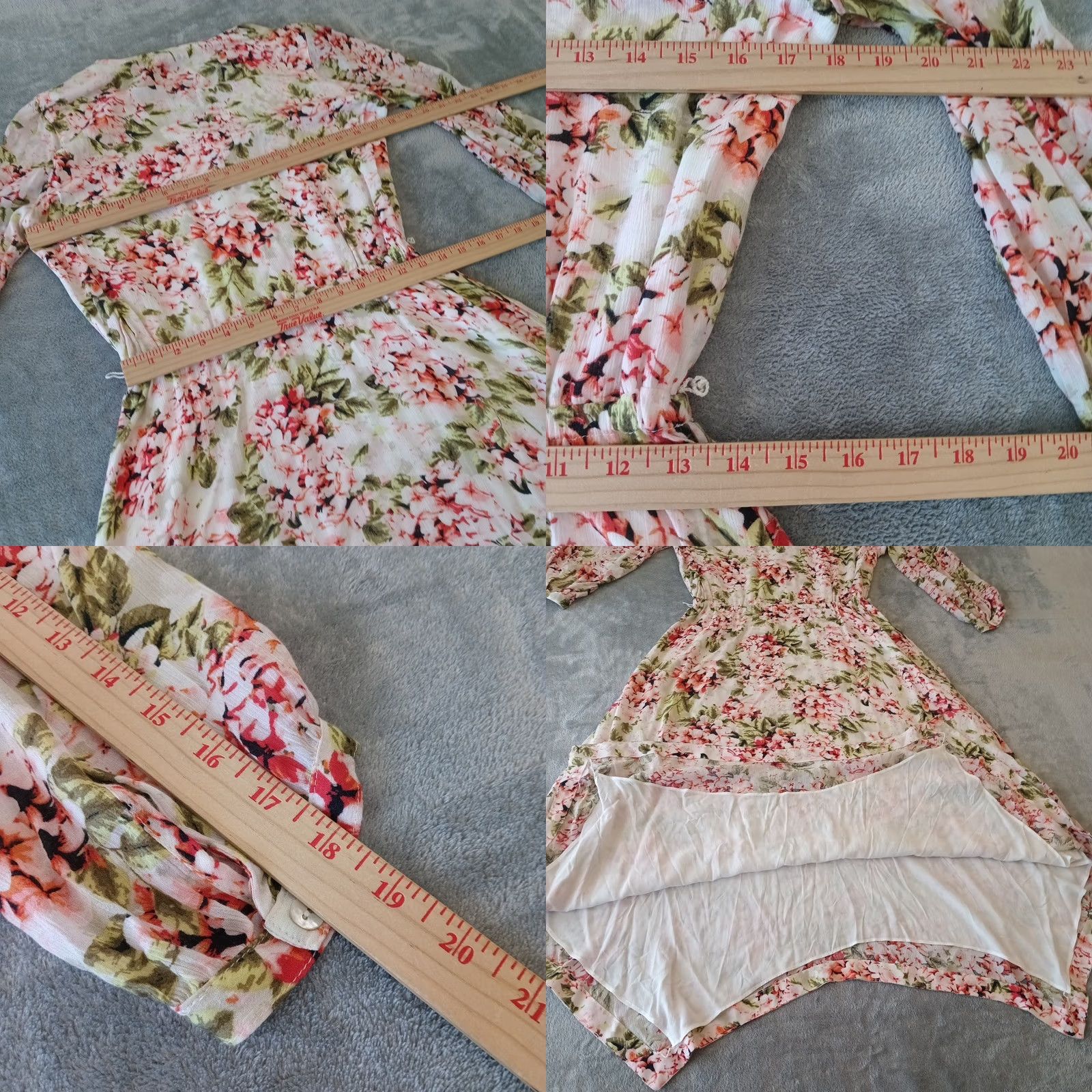 J. Jill J.Jill Maxi Dress XS Pink Green Floral Asymmetric 3/4 Sleeve Lined Rayon Women Regular Spring Summer Vintage No Size XS / US 0-2 / IT 36-38 - 8 Thumbnail