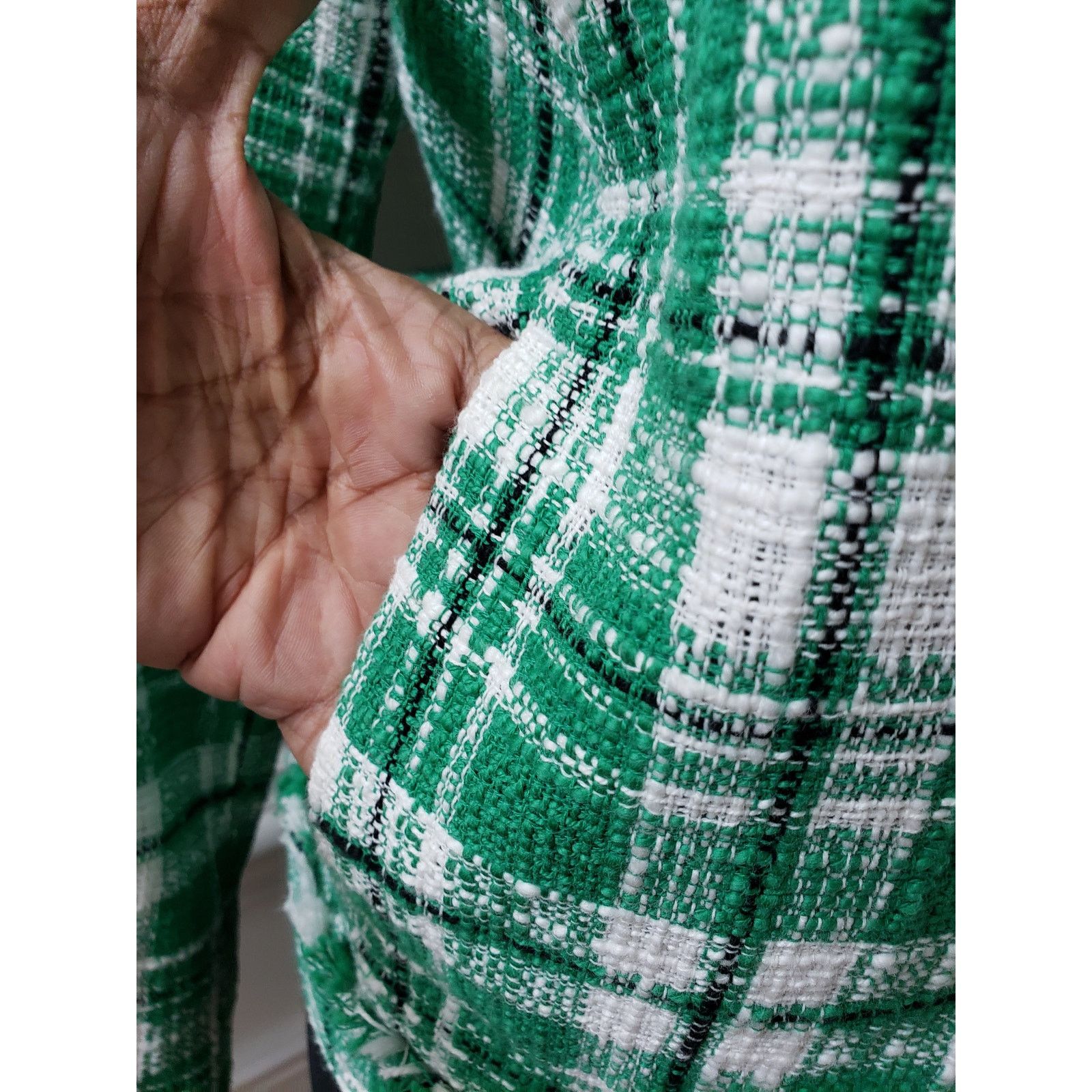 The Unbranded Brand Cabi Library Jacket Womens Medium Green White Plaid Sophia Size M / US 6-8 / IT 42-44 - 13 Thumbnail