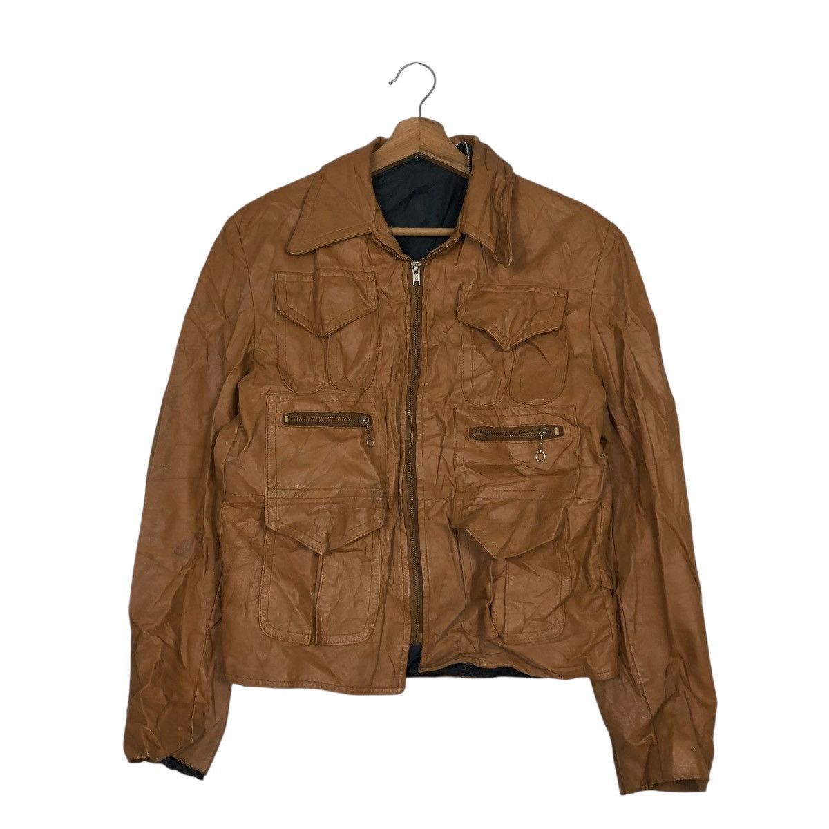 Japanese Brand 🔥CROPPED BIKER LEATHER JACKET UNBRANDED ISSEY MIYAKE Size US M / EU 48-50 / 2 - 3 Thumbnail