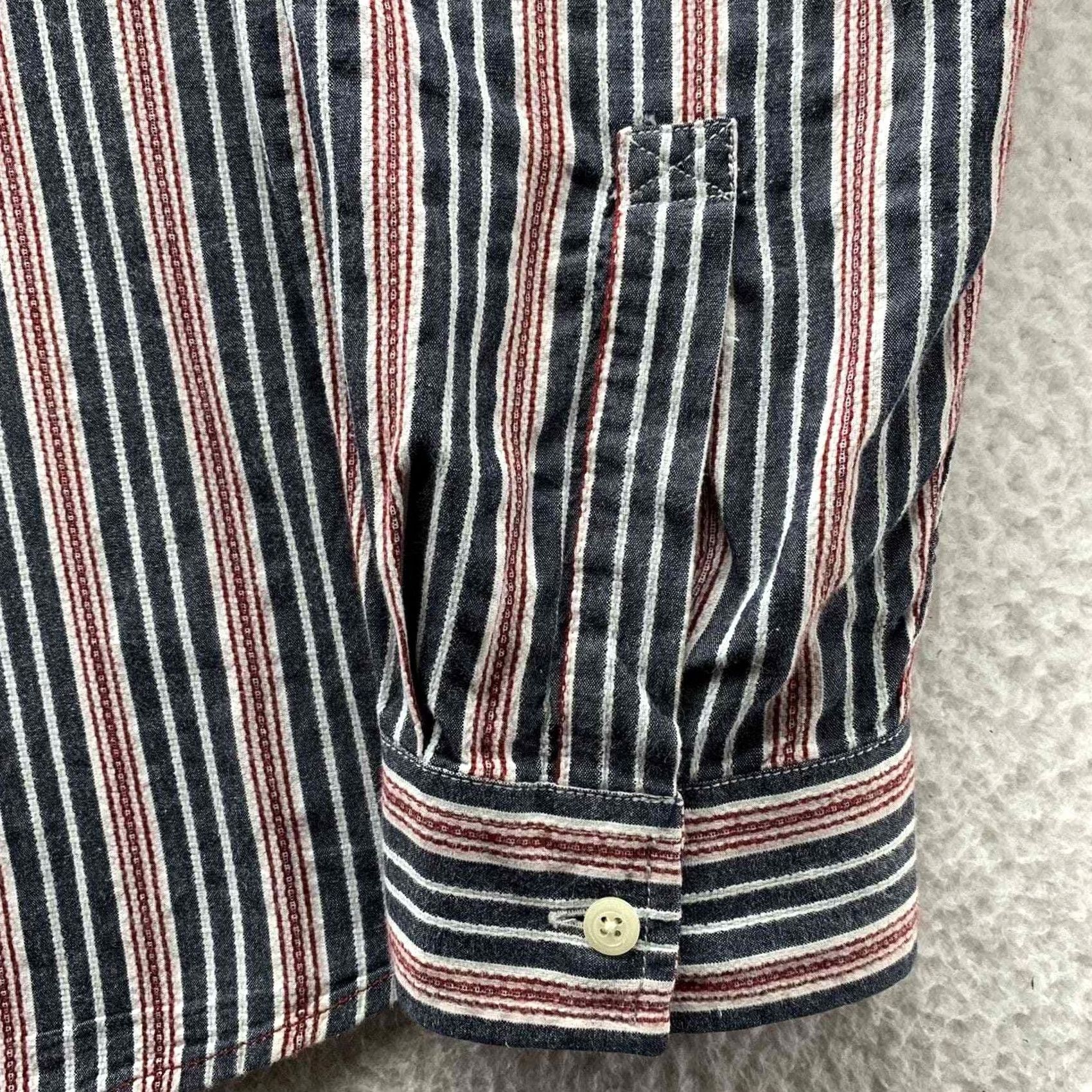 Tommy Hilfiger VINTAGE Tommy Hilfiger Jeans Shirt Mens XL Blue Red Striped Y2K Retro Size US XL / EU 56 / 4 - 2 Thumbnail