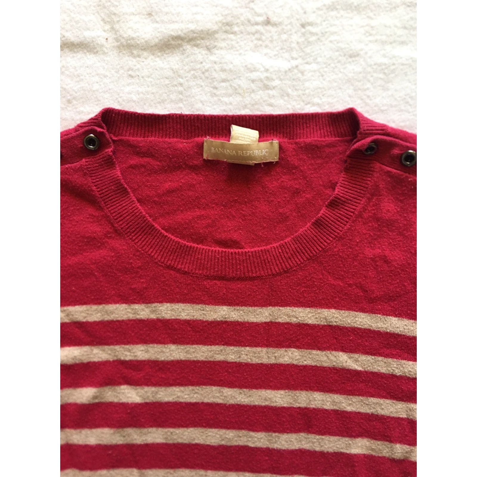 Banana Republic Banana Republic Sweater Women’s Size S Hot Pink Lightweight Striped Knit Pullover Long Sleeve Scoop Neck Size S / US 4 / IT 40 - 3 Thumbnail