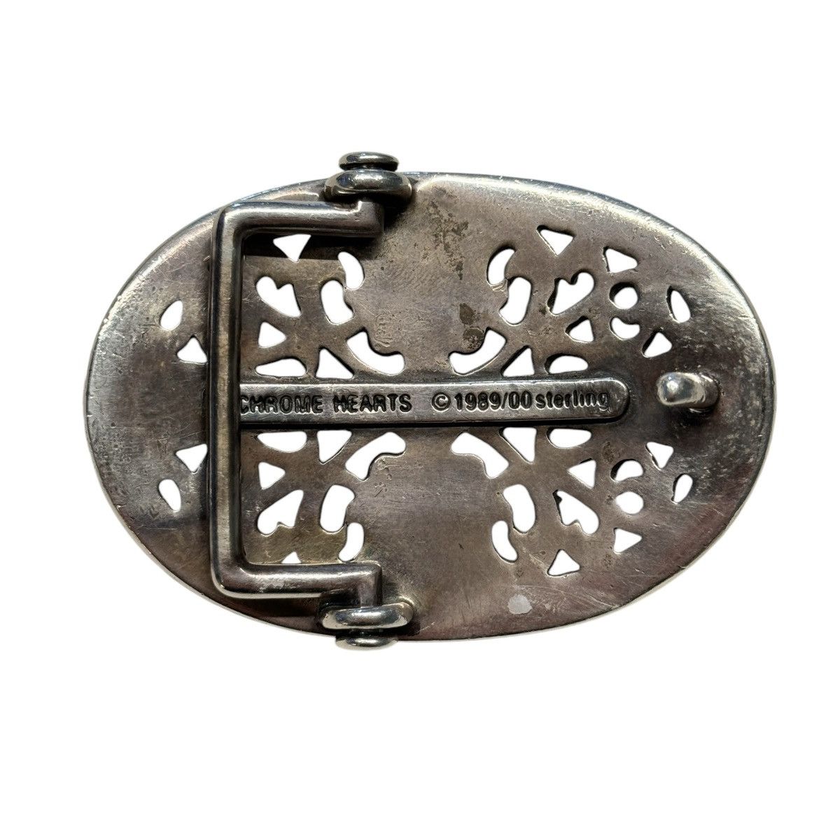 Chrome Hearts Chrome Hearts Oval Belt Buckle + White Leather Chrome Hearts Chrome Hearts Oval Belt Buckle + White Leather