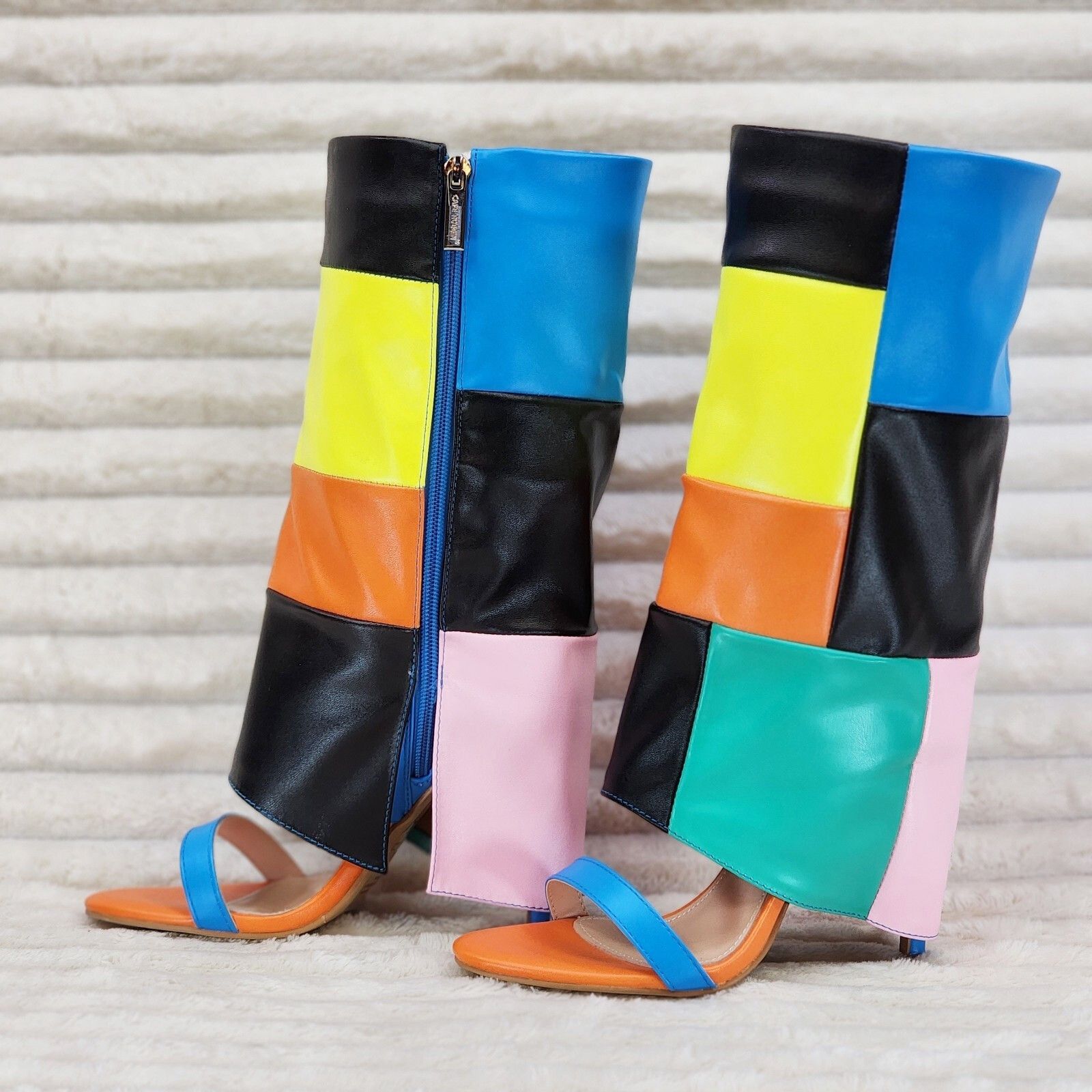 Other Paris Color Block Stiletto Fold Over Skirted Shootie Boot Sa Size US 6 / IT 36 - 9 Thumbnail