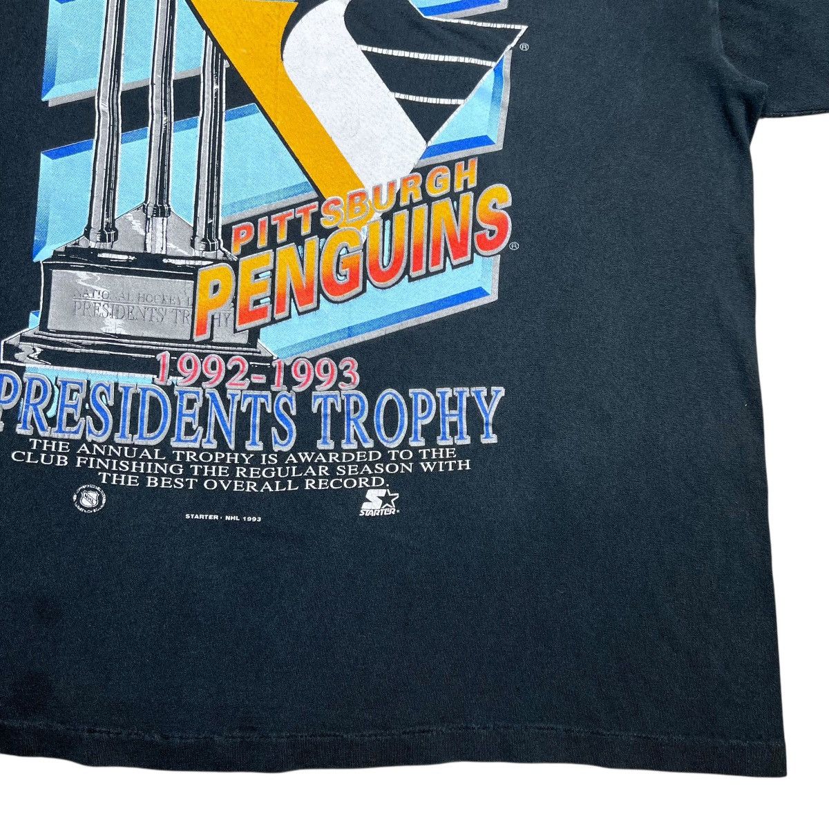 NHL × Starter × Vintage 1993 NHL Pittsburgh Penguins Presidents Trophy Starter Tee Size US XL / EU 56 / 4 - 9 Thumbnail