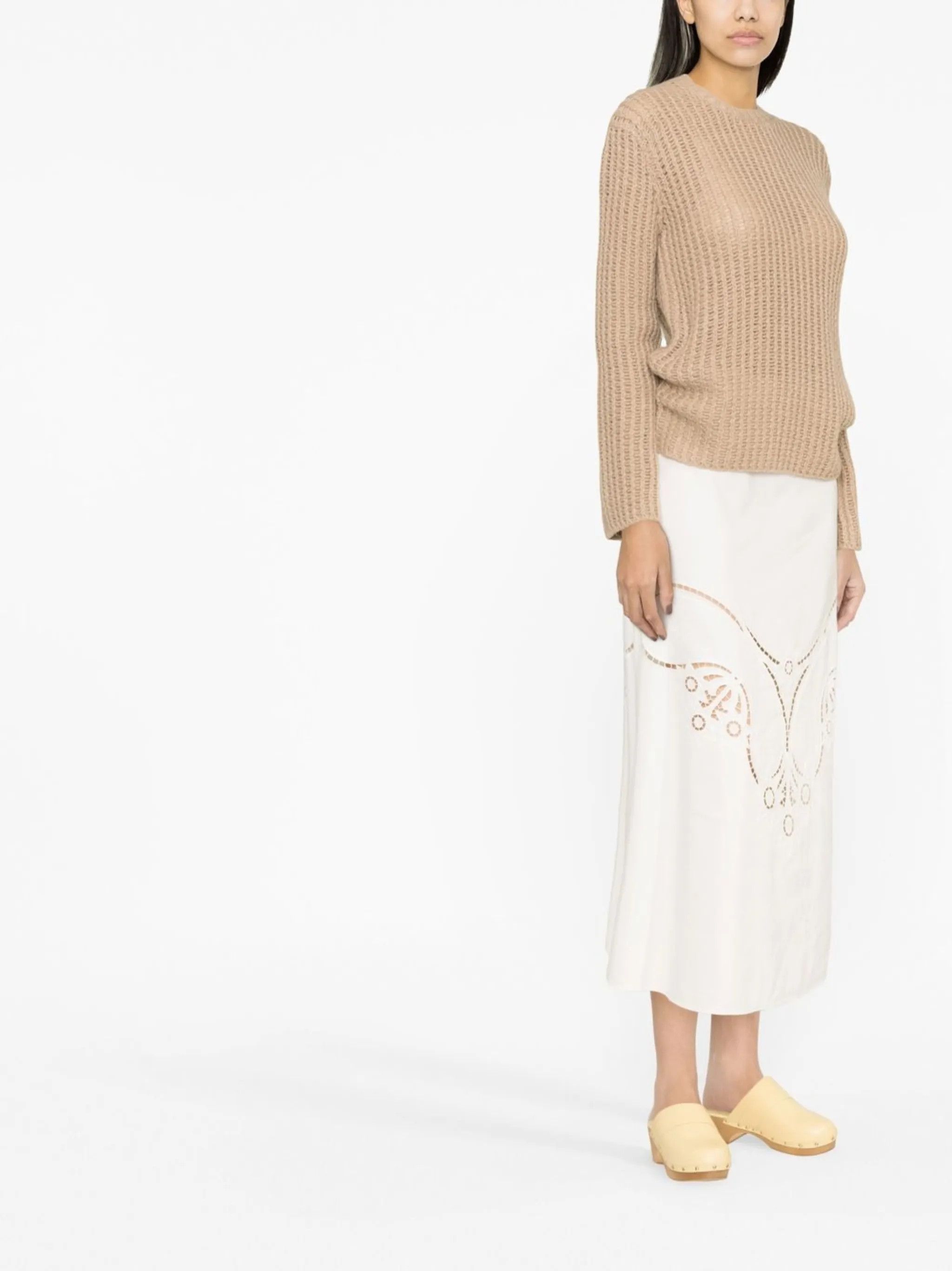 Chloe o1y0825 Crewneck Sweater in Beige Size M / US 6-8 / IT 42-44 - 2 Thumbnail