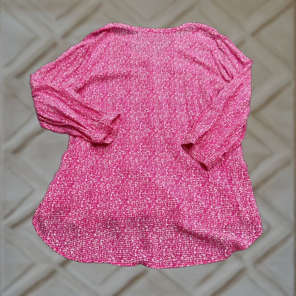 Vintage Grand & Greene Blouse Womens XL Pink Geometric V-Neck Long Sleeve Top Size XL / US 12-14 / IT 48-50 - 1 Thumbnail