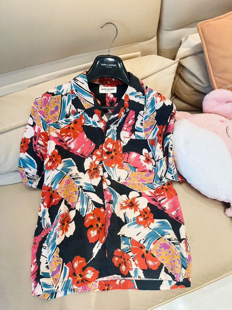 Saint Laurent Paris Saint Laurent Paris Tropical flower lyocell Hawaiian shirt Size S / US 4 / IT 40 - 1 Thumbnail