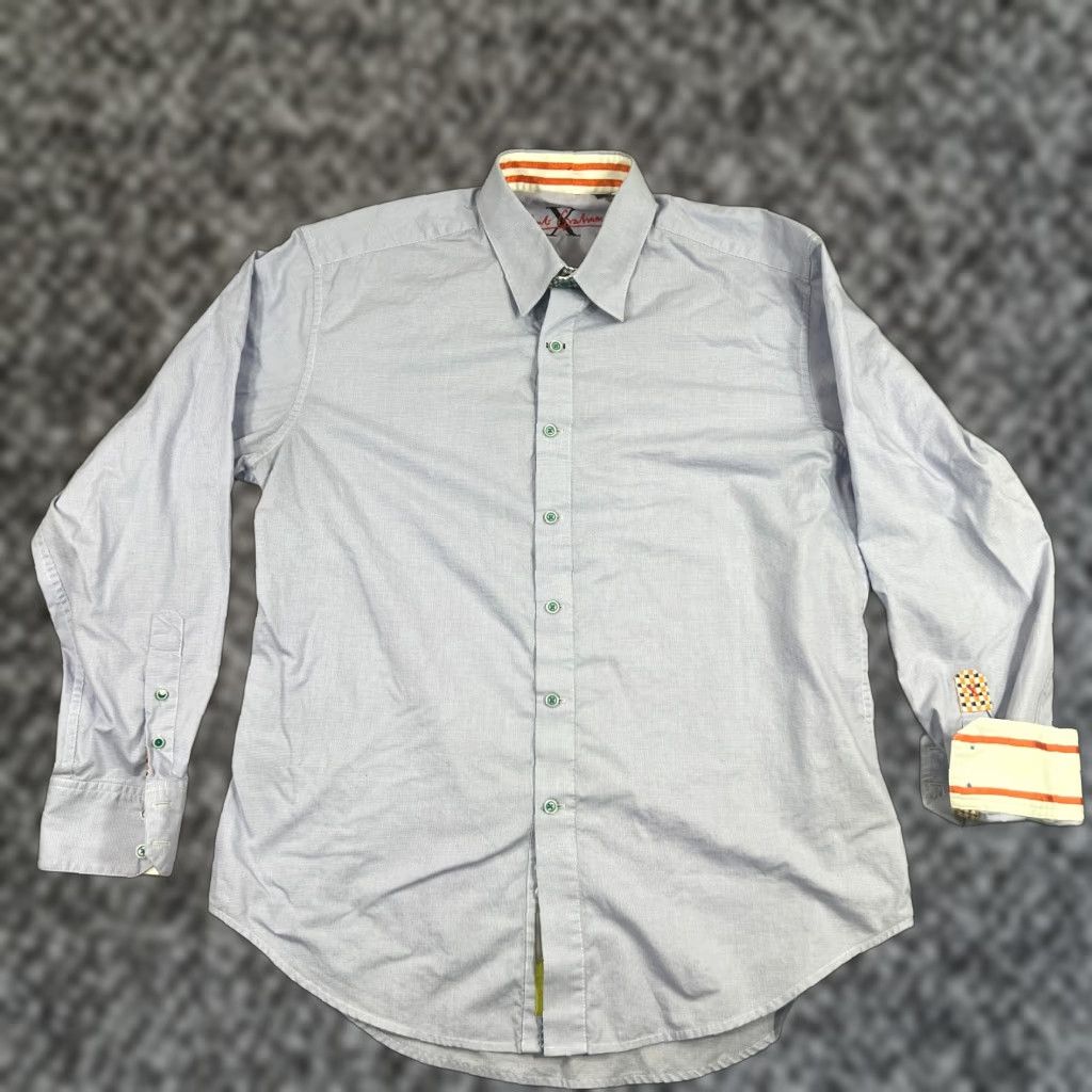 Robert Graham Robert Graham Shirt Mens XL Blue Plaid Button-Up Flip Cuff All Over X Print X Collection Size US XL / EU 56 / 4 - 1 Thumbnail