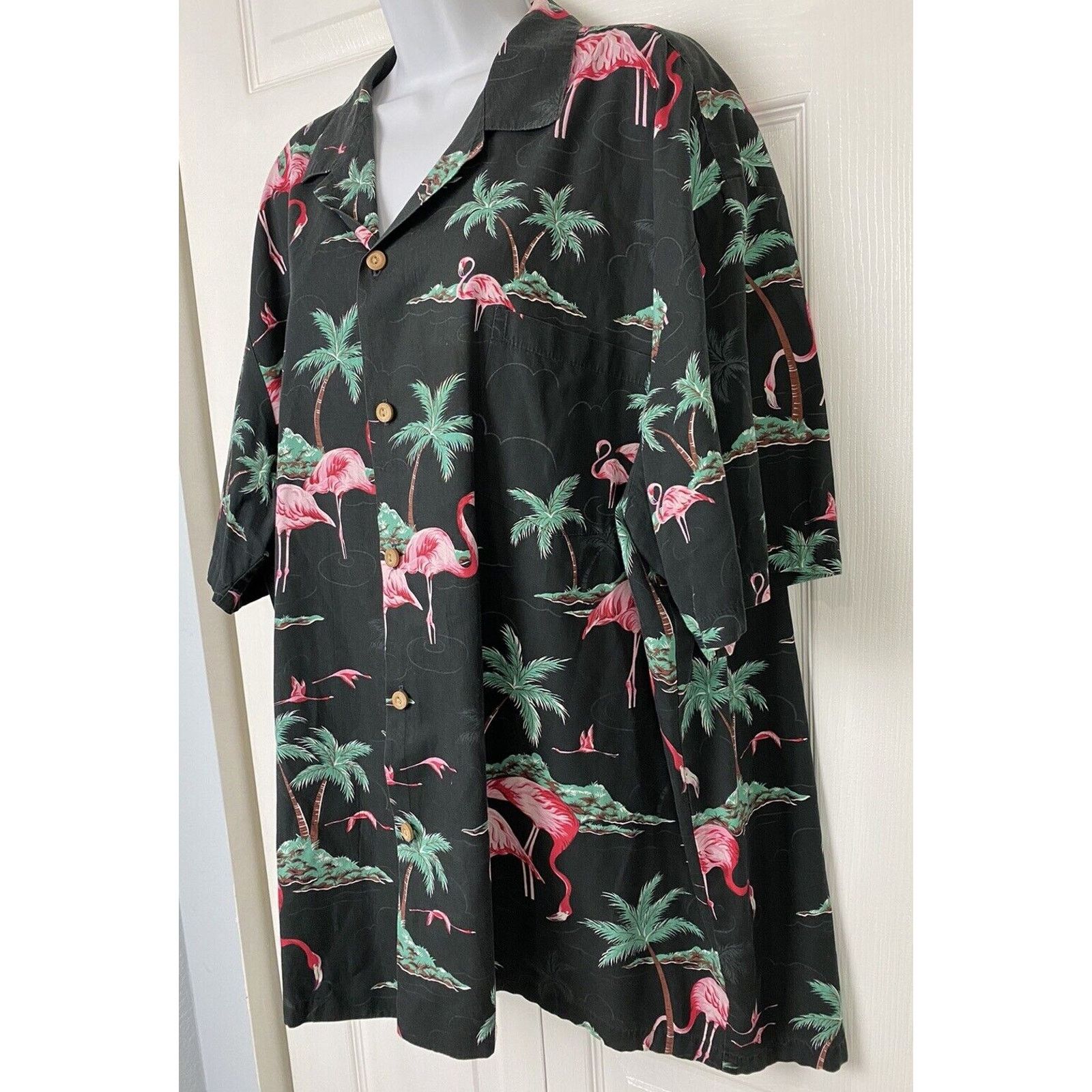 Paradise Found VTG Paradise Found Pink Flamingo Hawaiian Button Down Shirt Size US XXL / EU 58 / 5 - 2 Thumbnail