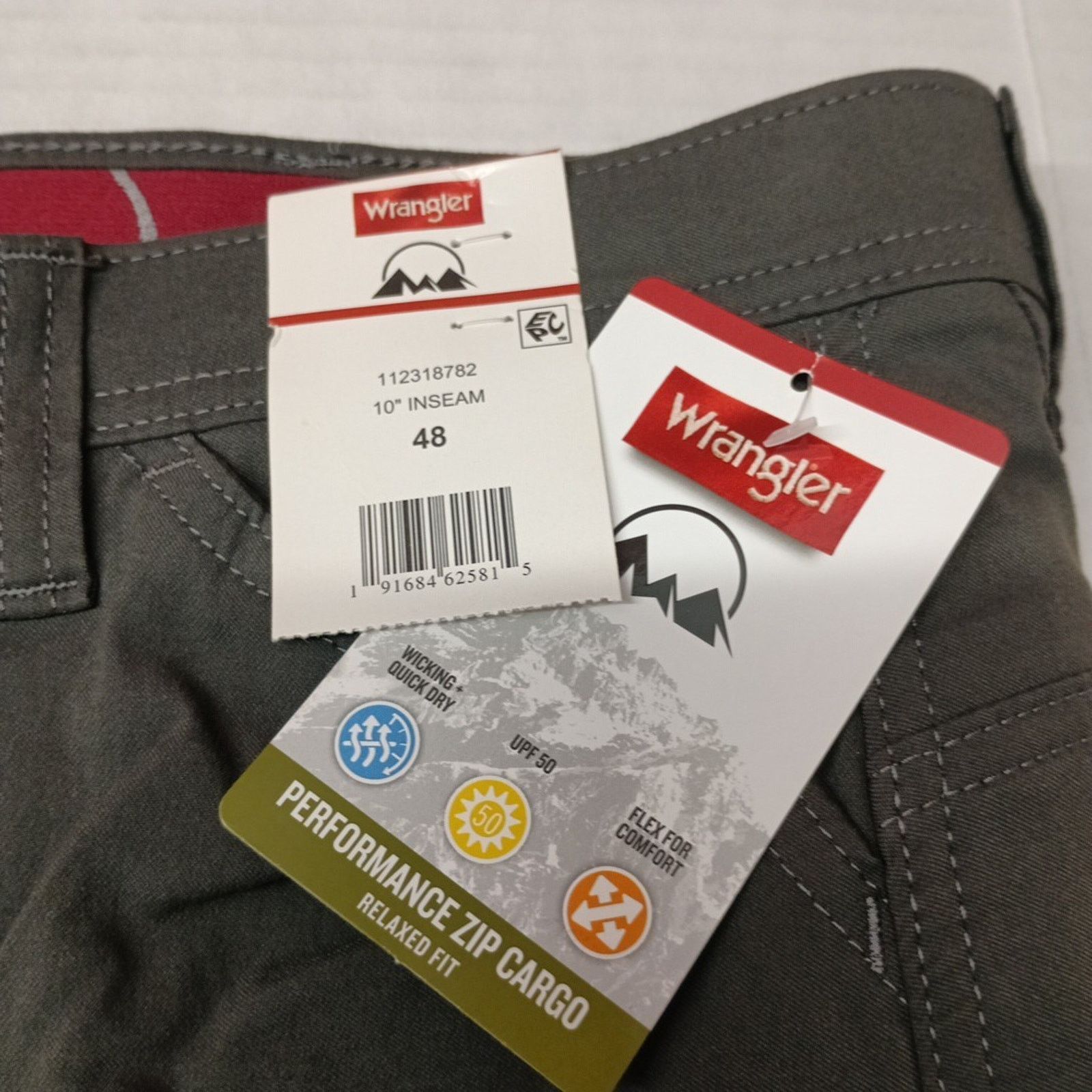 Wrangler Wrangler Cargo Shorts Men's 48 Gray 10" Inseam Performance Size US 44 / EU 60 - 2 Thumbnail