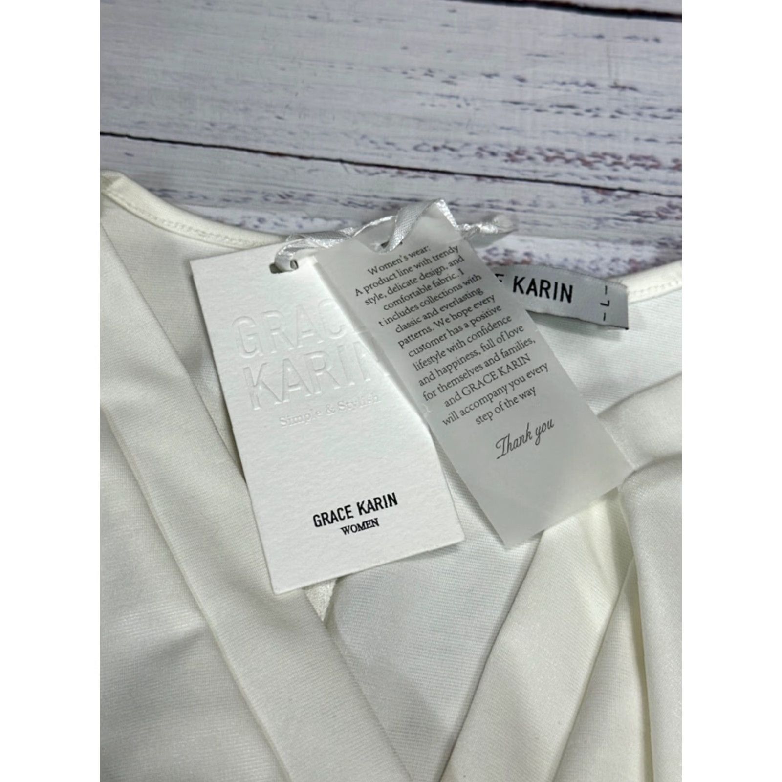 Vintage Grace Karin White Knee Length Sheer Swiss Dot Sleeve Dress L White Womens Dress Size L / US 10 / IT 46 - 7 Thumbnail