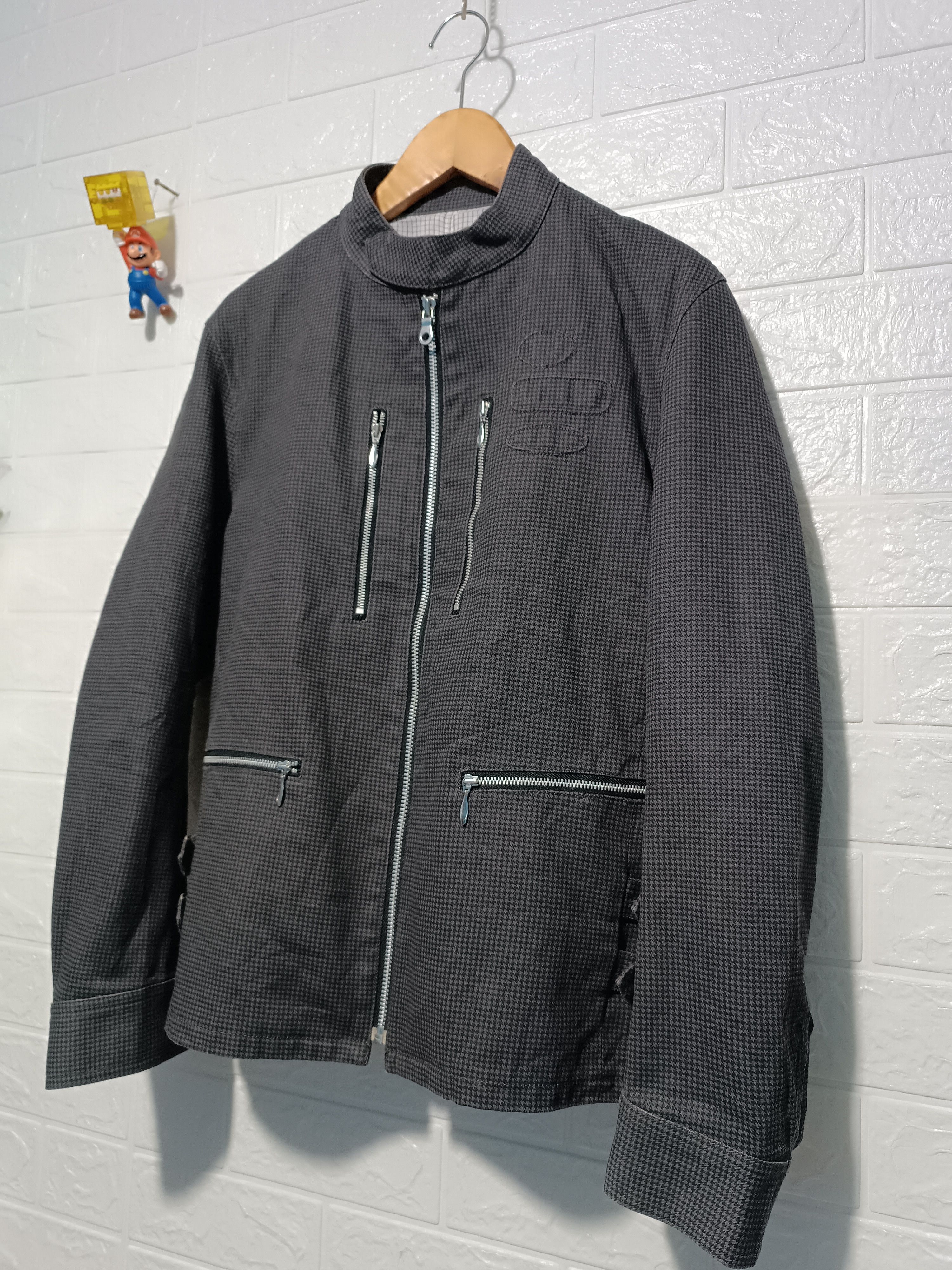 Japanese Brand Vintage Moto Biker Jacket Micro Check Zip Detail Size US L / EU 52-54 / 3 - 3 Thumbnail