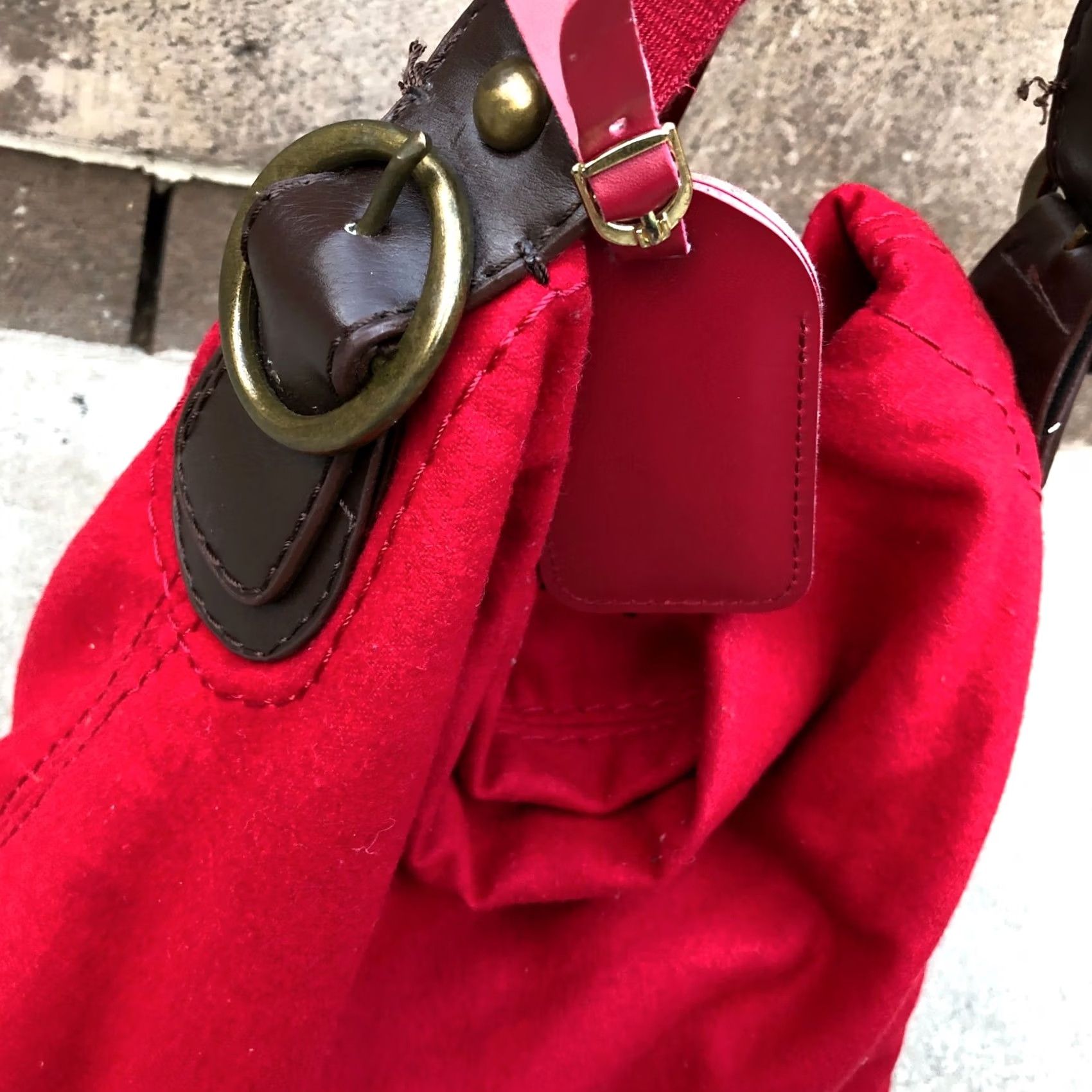 Gap Vintage GAP Shoulder Bag Purse Hand Satchel Red Felt Women's Size ONE SIZE - 4 Thumbnail
