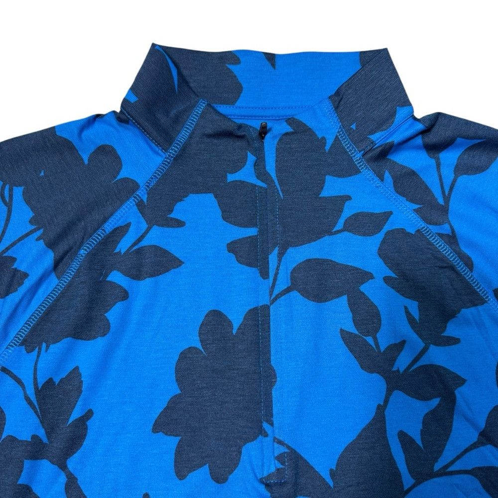 G/FORE NWT New $155 G/FORE Tonal Floral Luxe Quarter Zip Golf Blue Size US L / EU 52-54 / 3 - 9 Thumbnail