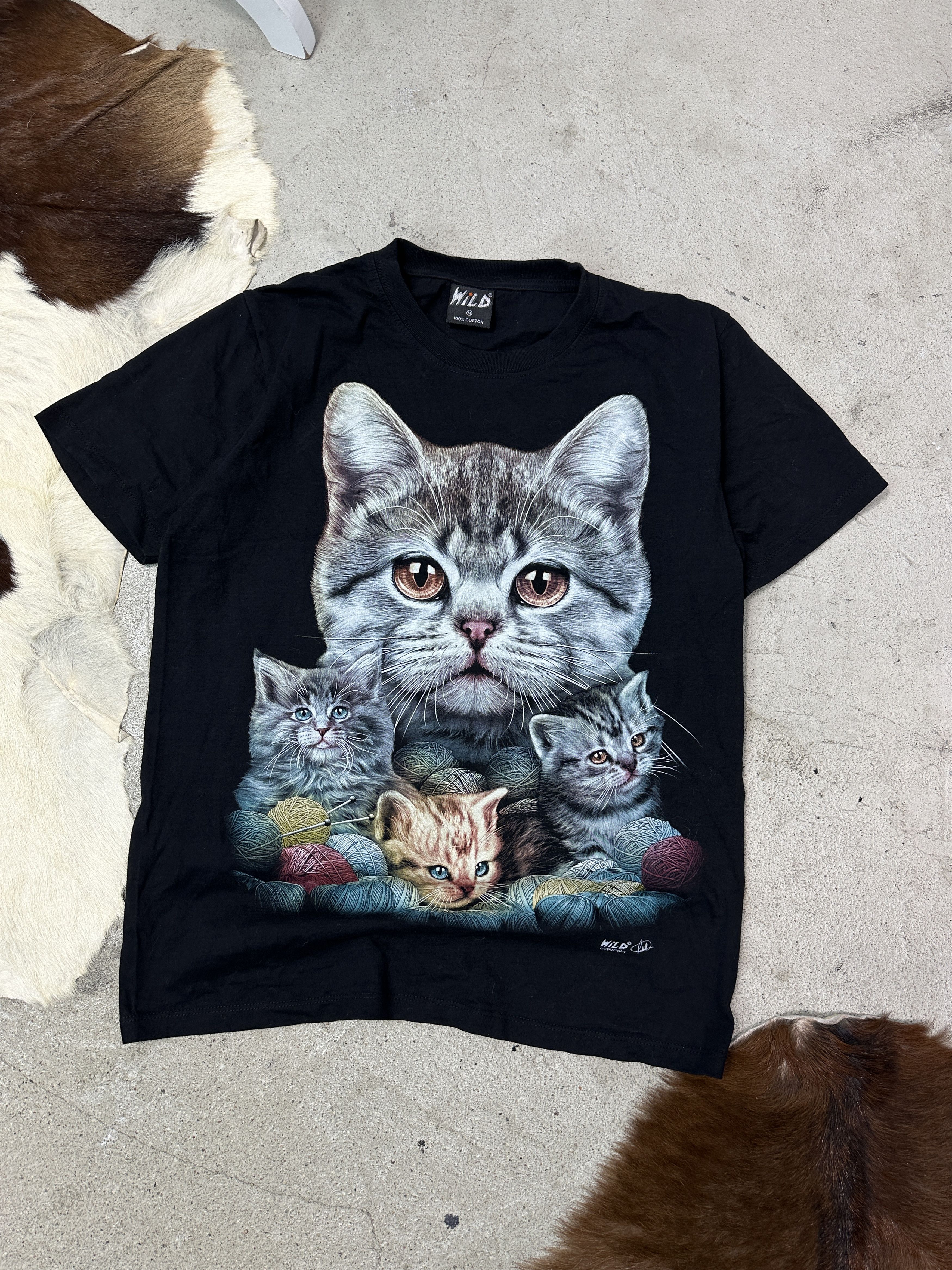 Vintage Vintage Kitty Cat Print Glowing In The Dark T-shirt Y2K Size US M / EU 48-50 / 2 - 1 Thumbnail