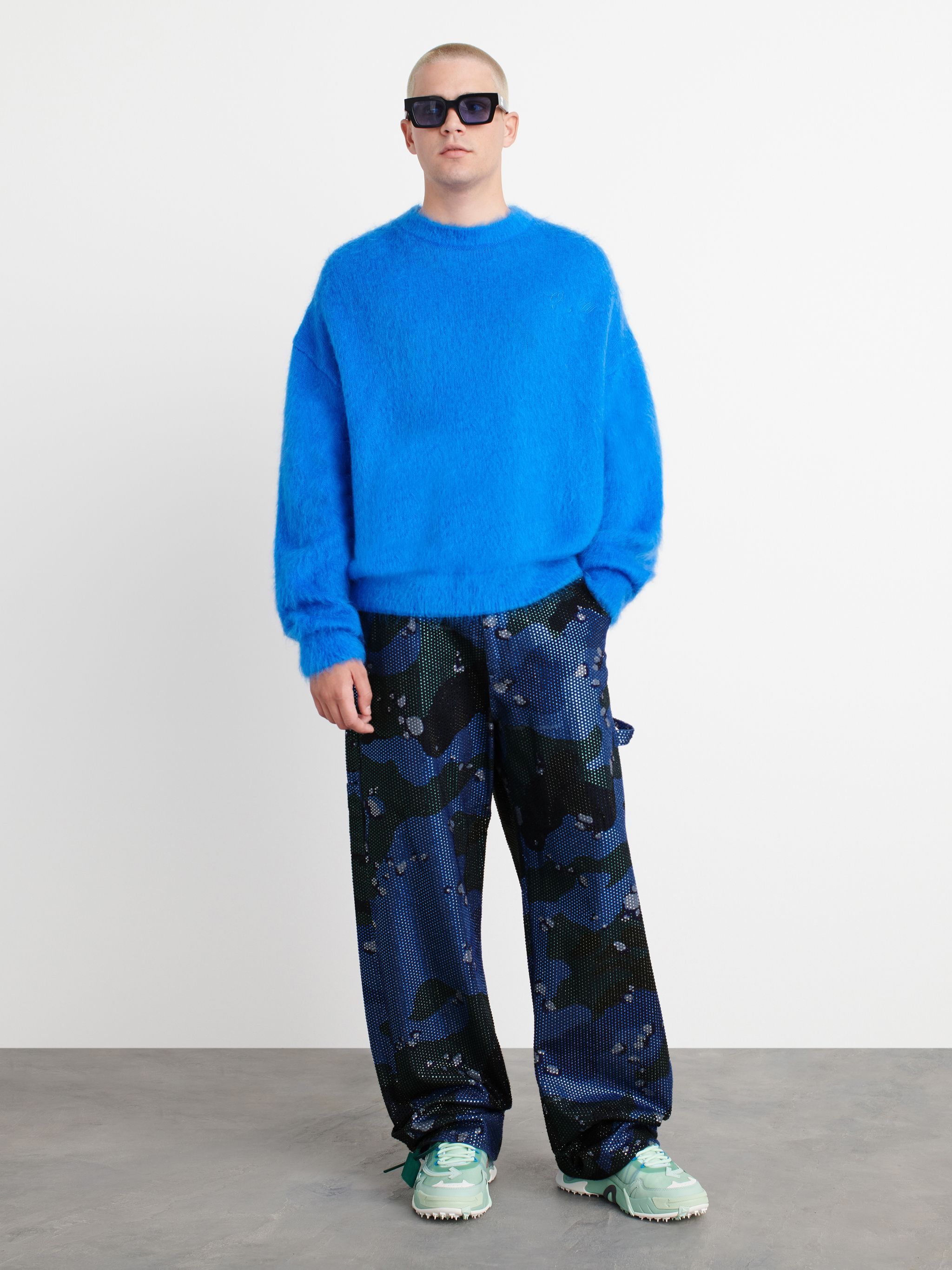 Off-White o1gr1nt0125 Cryst Camo Over Carpenter Jeans in Blue Black Size US 32 / EU 48 - 2 Thumbnail