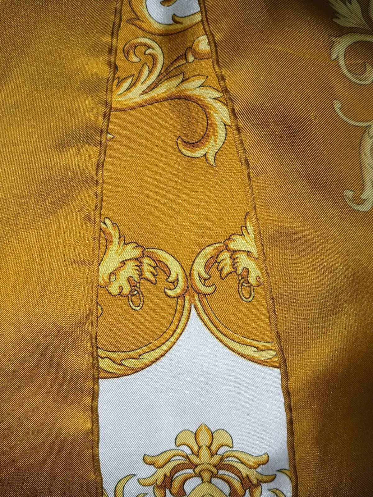 Lancel LANCEL Paris Victorian Baroque Gold Vintage Silk Scarf Size ONE SIZE - 9 Thumbnail