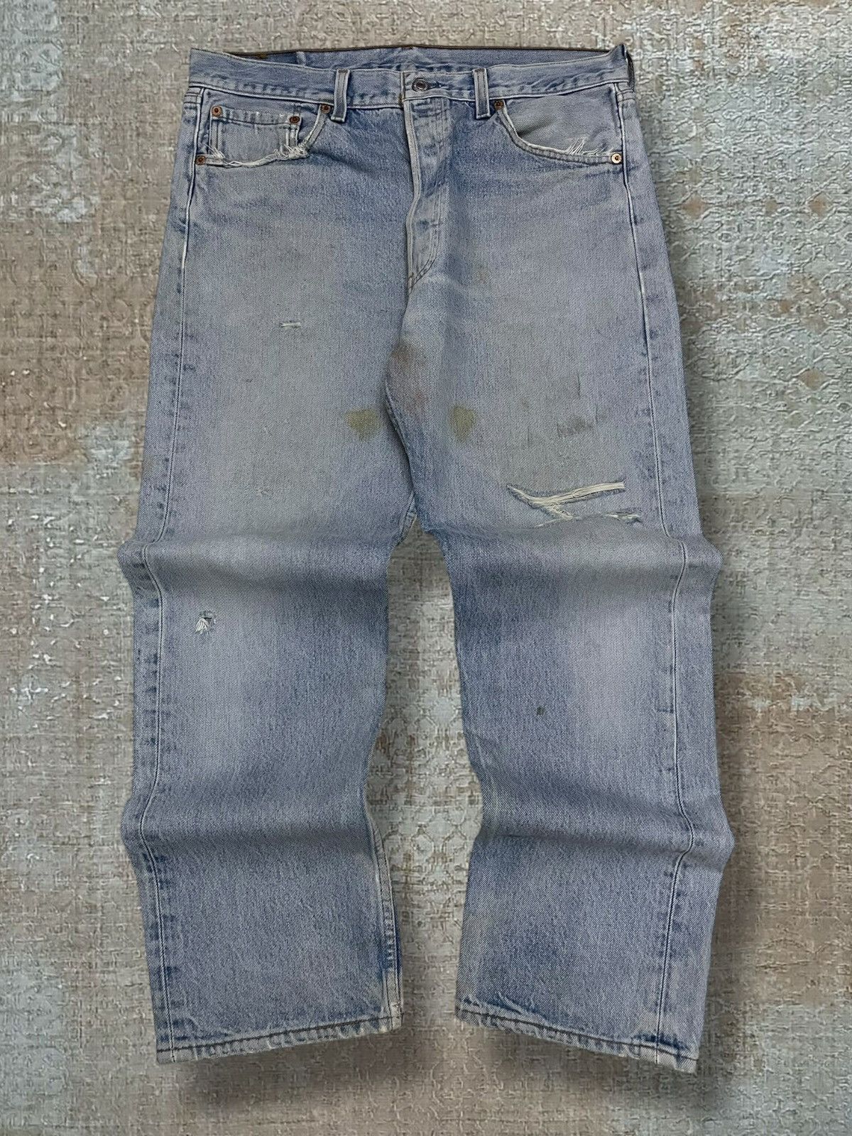 Levi's Vintage Clothing Vintage 1990s Designer Levis 501XX Distressed Classic Denim Size US 34 / EU 50 - 1 Thumbnail